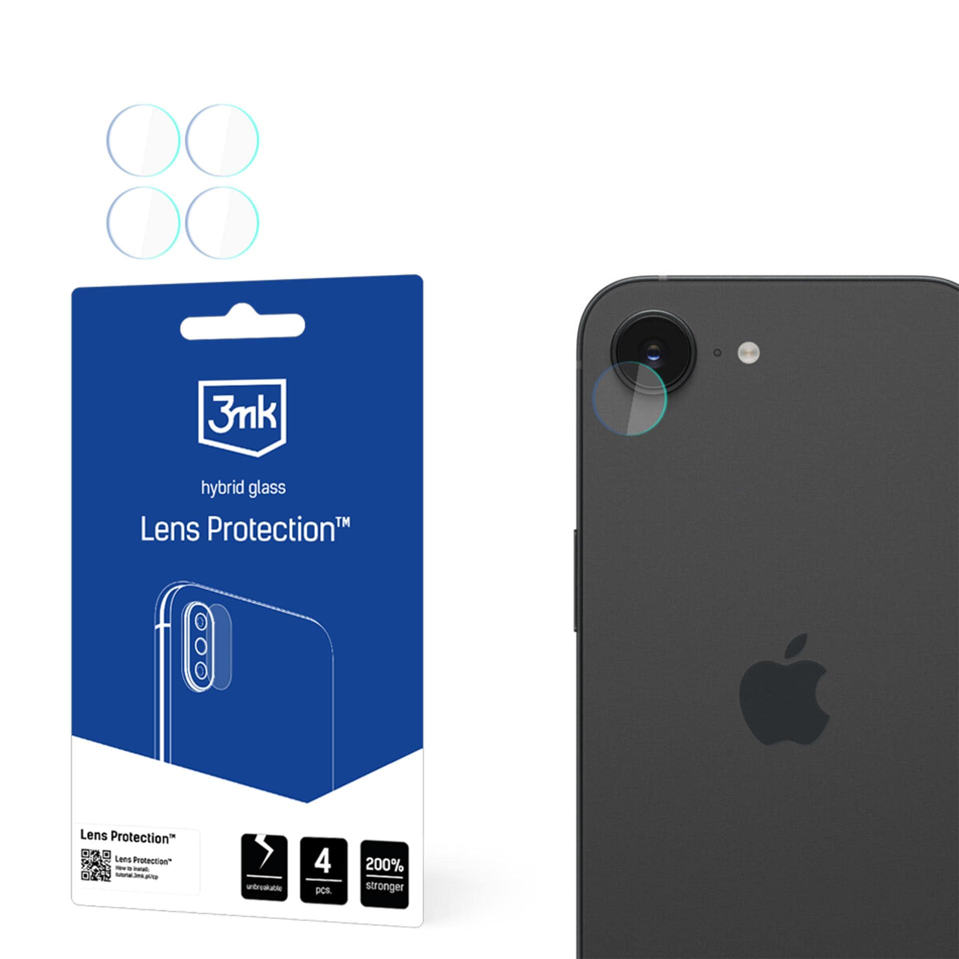 3mk:n hybridi-lasinen kameran linssinsuoja Apple iPhone 16E:n kameran linssille