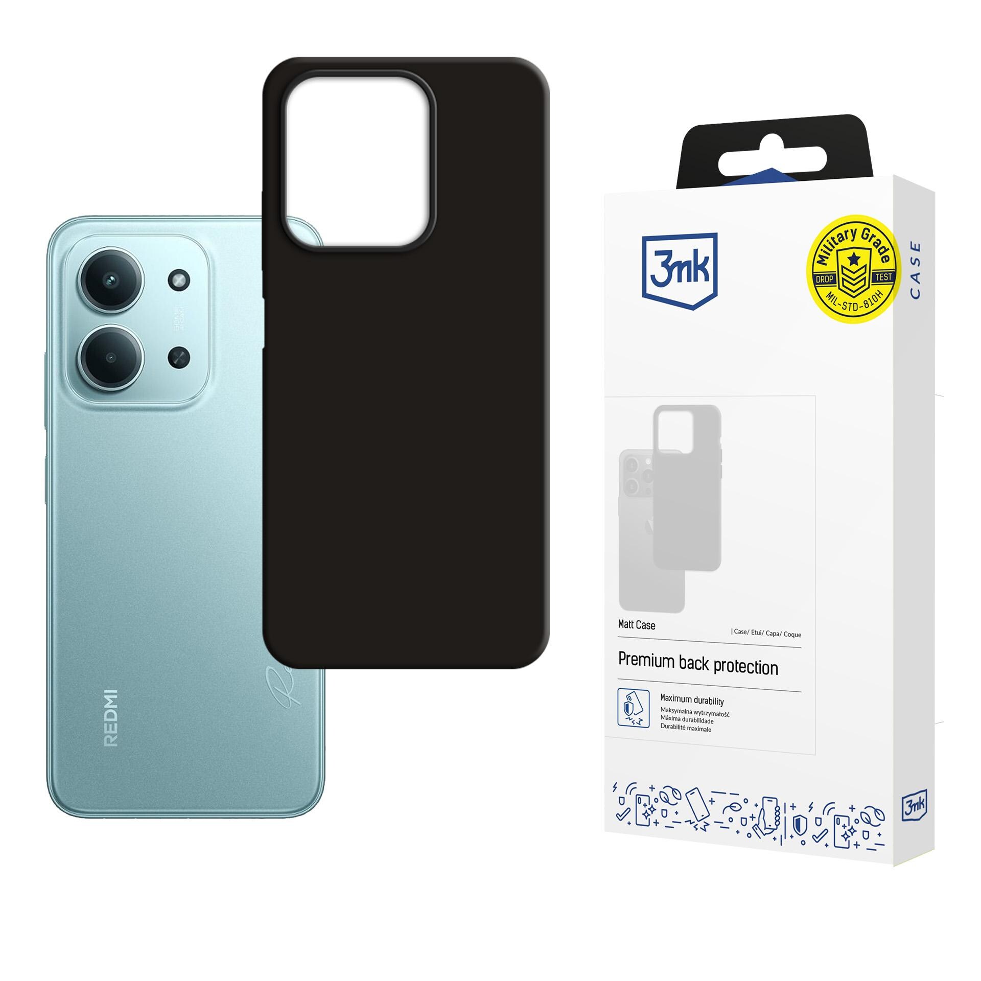 3mk Matt -suojakotelo Xiaomi Redmi 15C:lle – musta
