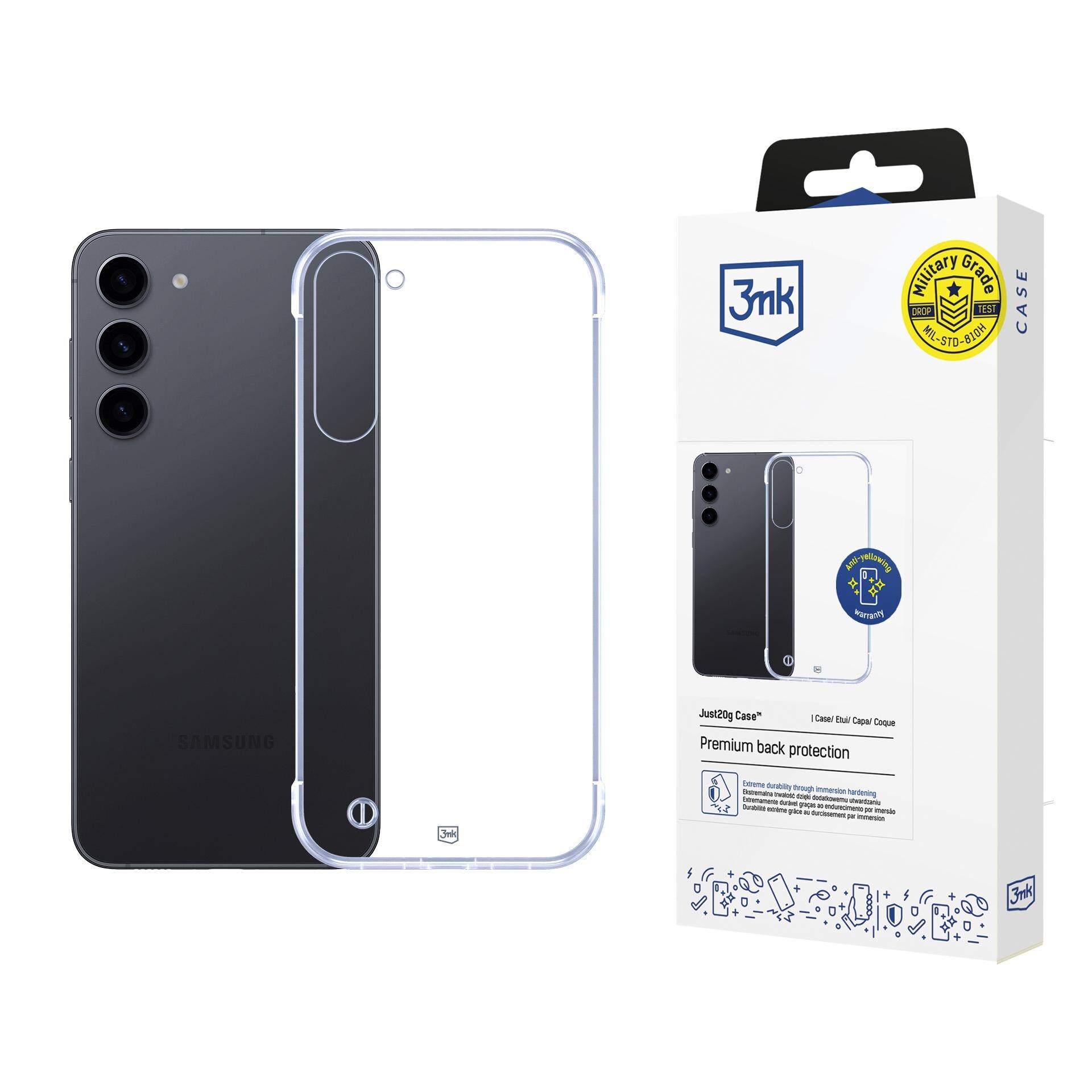 3mk Just20g -suojakotelo Samsung Galaxy S23+:lle – läpinäkyvä