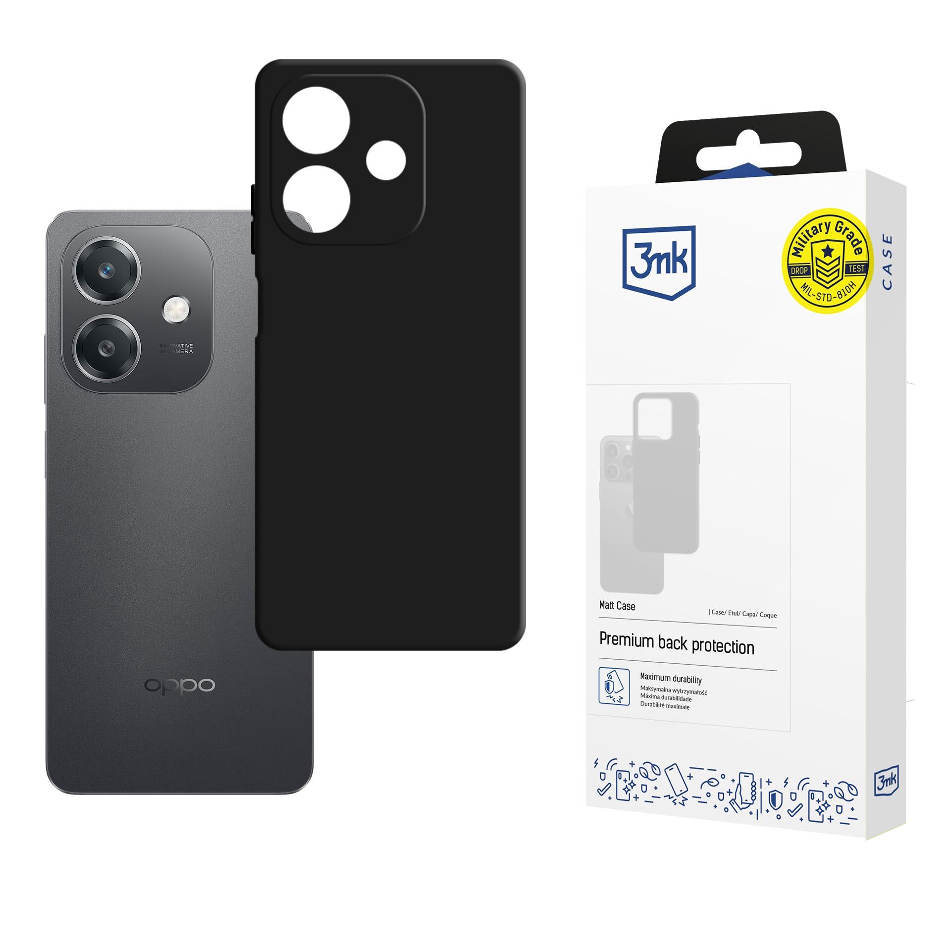 3mk Matt-suojakotelo Oppo A40 / A40M / A3 4G - mattamusta