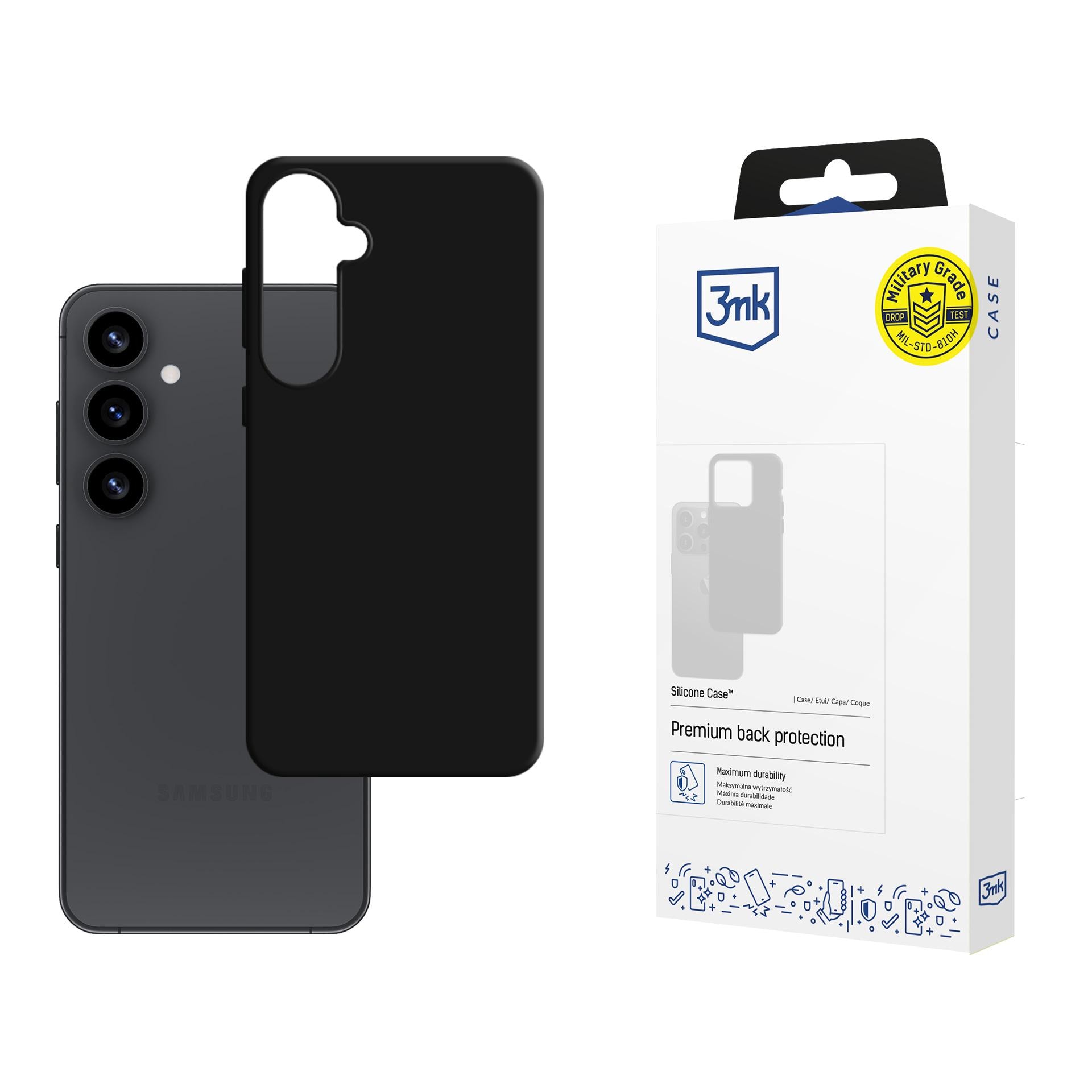 3mk-silikonikotelo Samsung Galaxy S25+:lle – musta