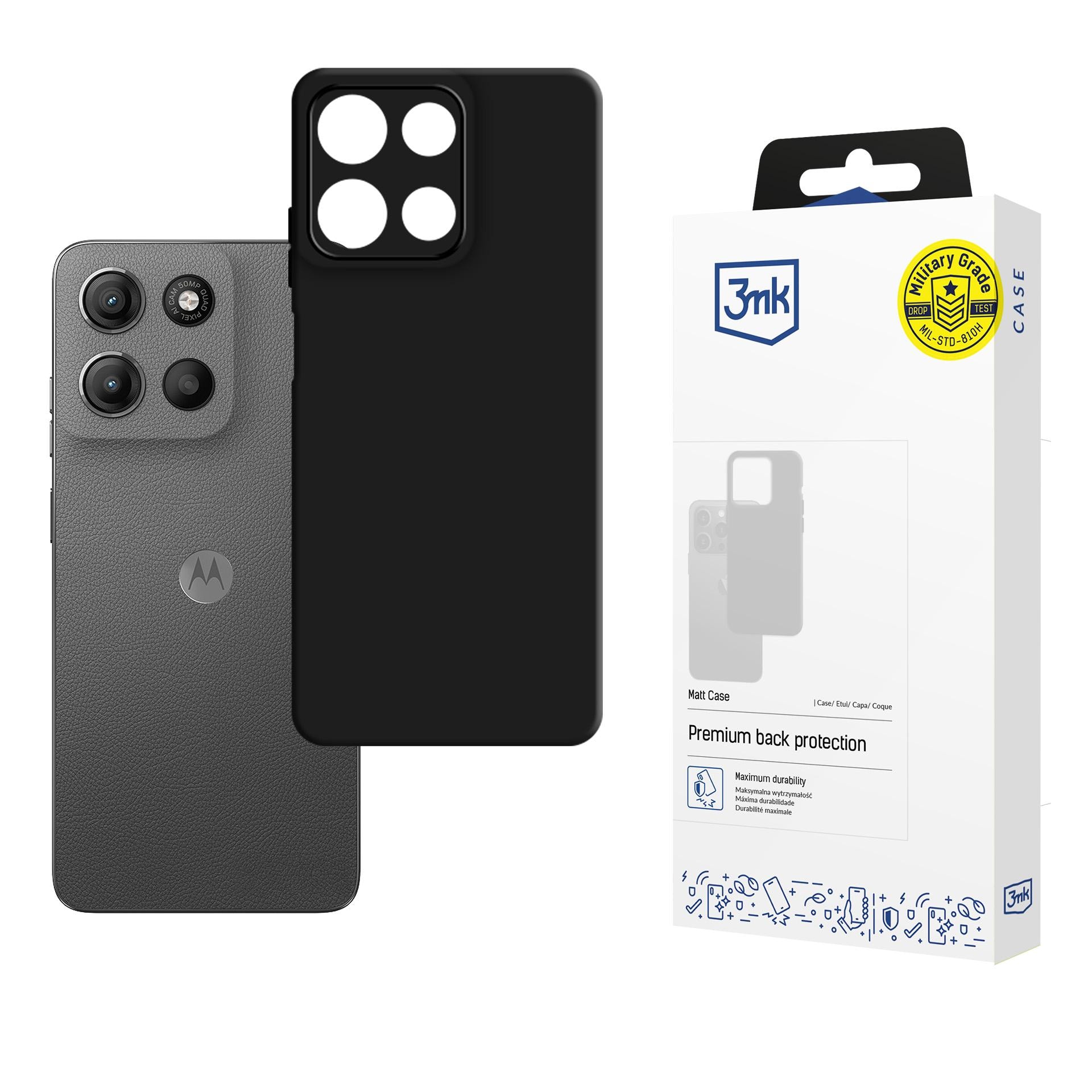 3mk:n mattakotelo Motorola Moto G15 / G15 Power - Matto musta