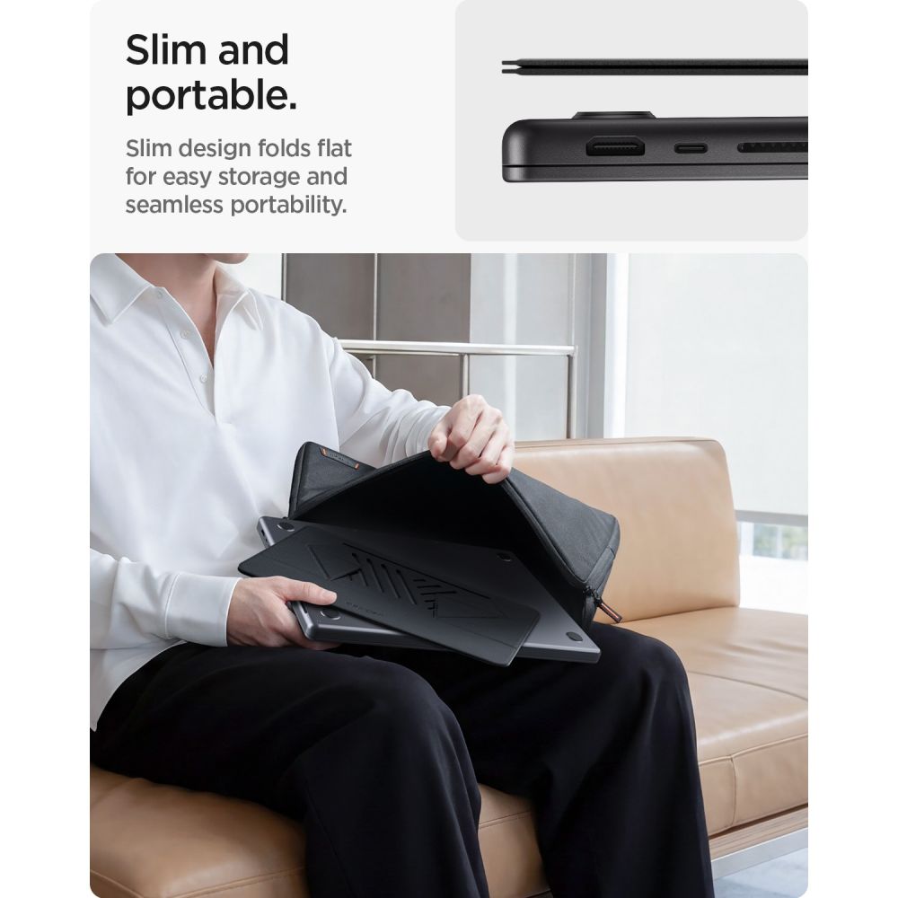 Spigen SlimFold LD201-S6 -kannettavan tietokoneen teline – harmaa