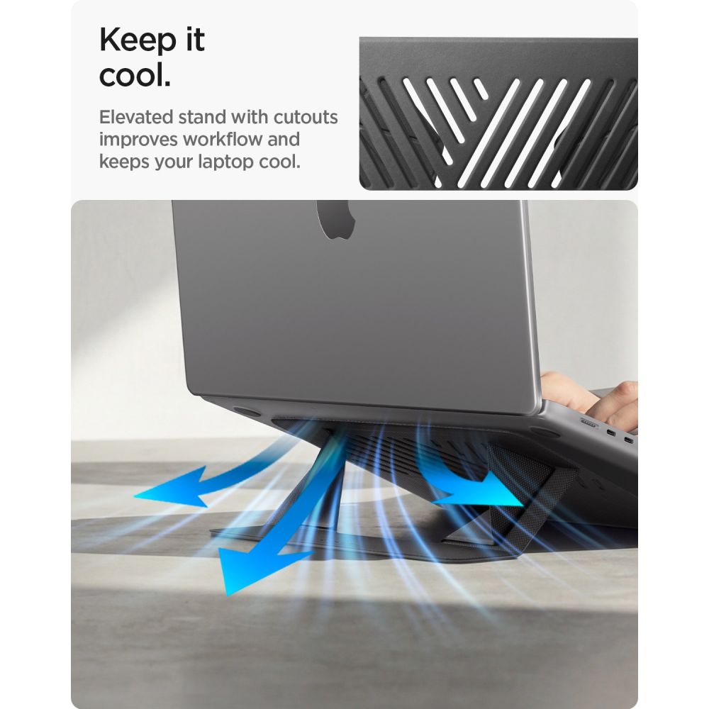Spigen SlimFold LD201-S6 -kannettavan tietokoneen teline – harmaa