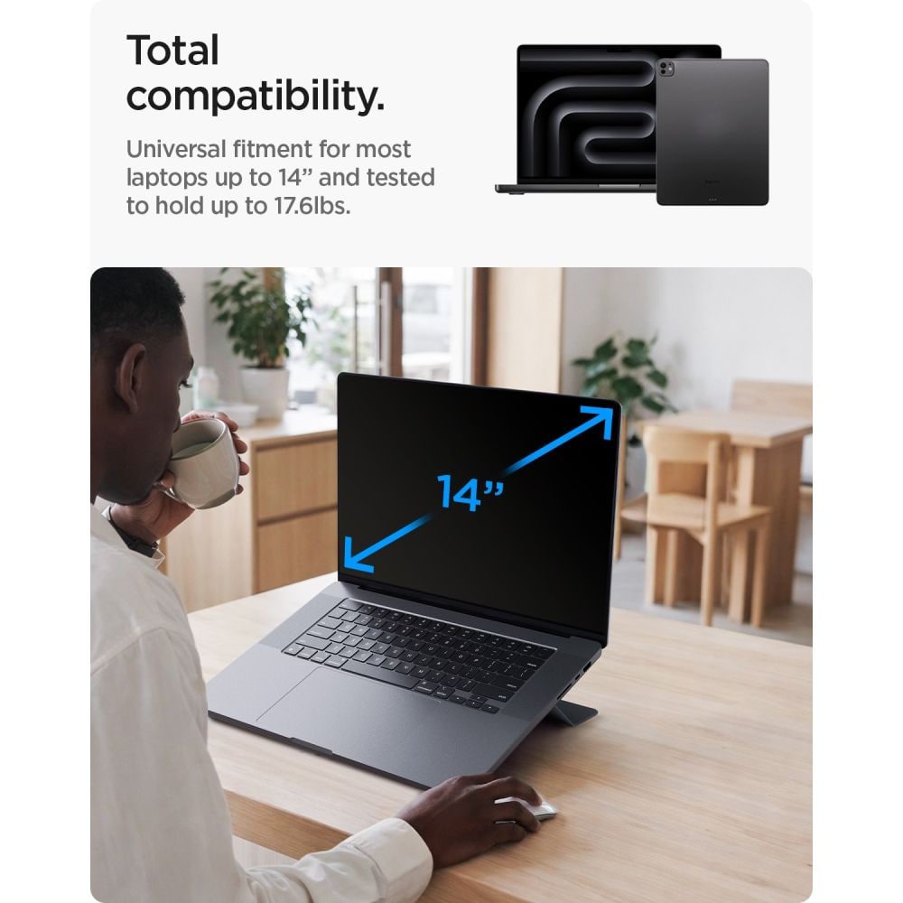 Spigen SlimFold LD201-S6 -kannettavan tietokoneen teline – harmaa