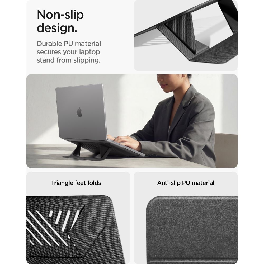 Spigen SlimFold LD201-S6 -kannettavan tietokoneen teline – harmaa