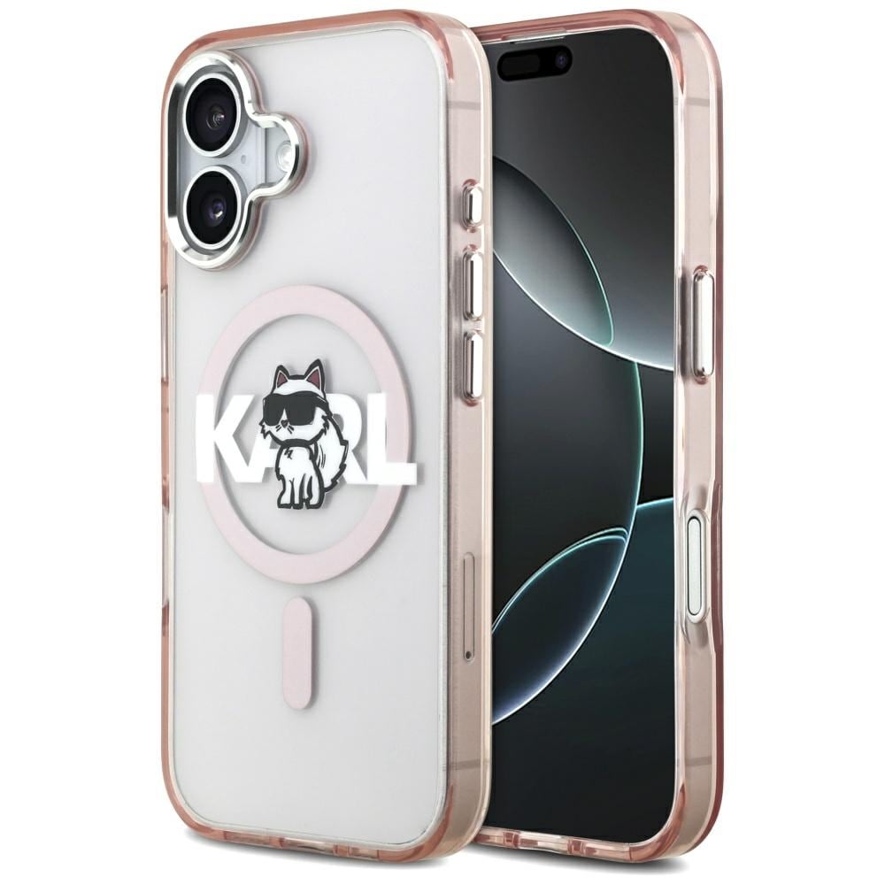 Karl Lagerfeld IML Choupette Sketch Logo MagSafe iPhone 17 -suojakotelo – vaaleanpunainen