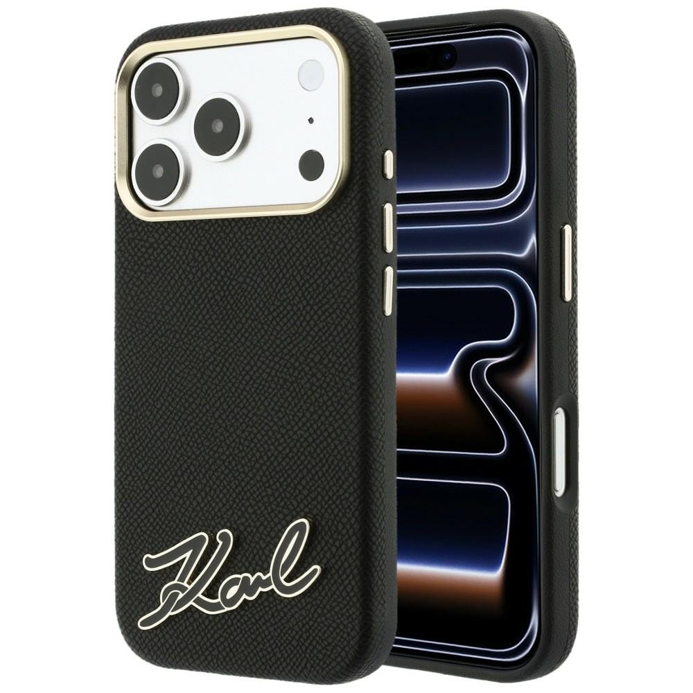 Karl Lagerfeld MagSafe-suojakotelo hartsilogolla, iPhone 18 Pro / 17 Pro - Musta