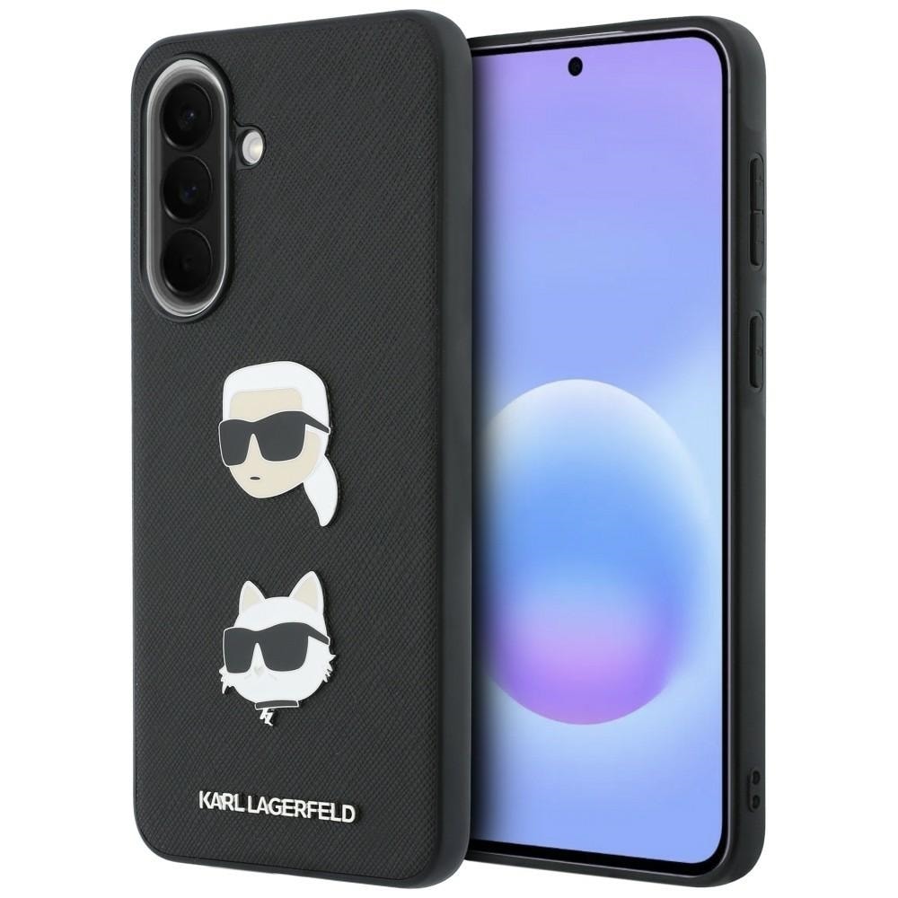 Karl Lagerfeld -kotelo: Karlin & Choupetten päät, Pins&Logo-koristeet, Galaxy A57 5G, musta