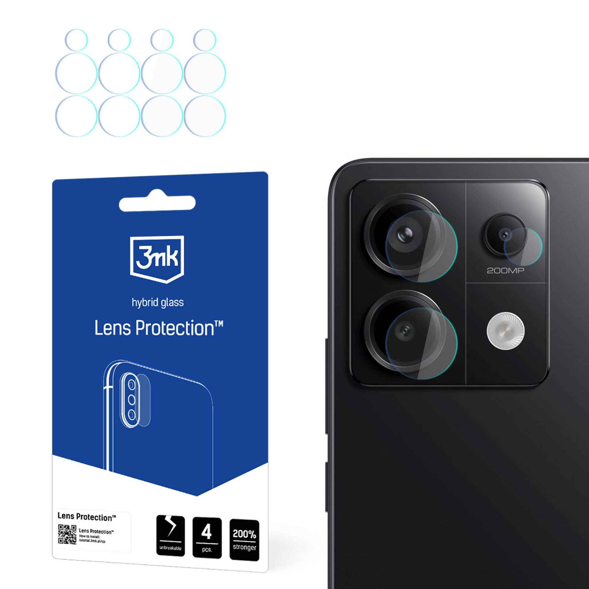 3mk Lens Protection™ -hybridikameralasit Redmi Note 13 Pro -mallille