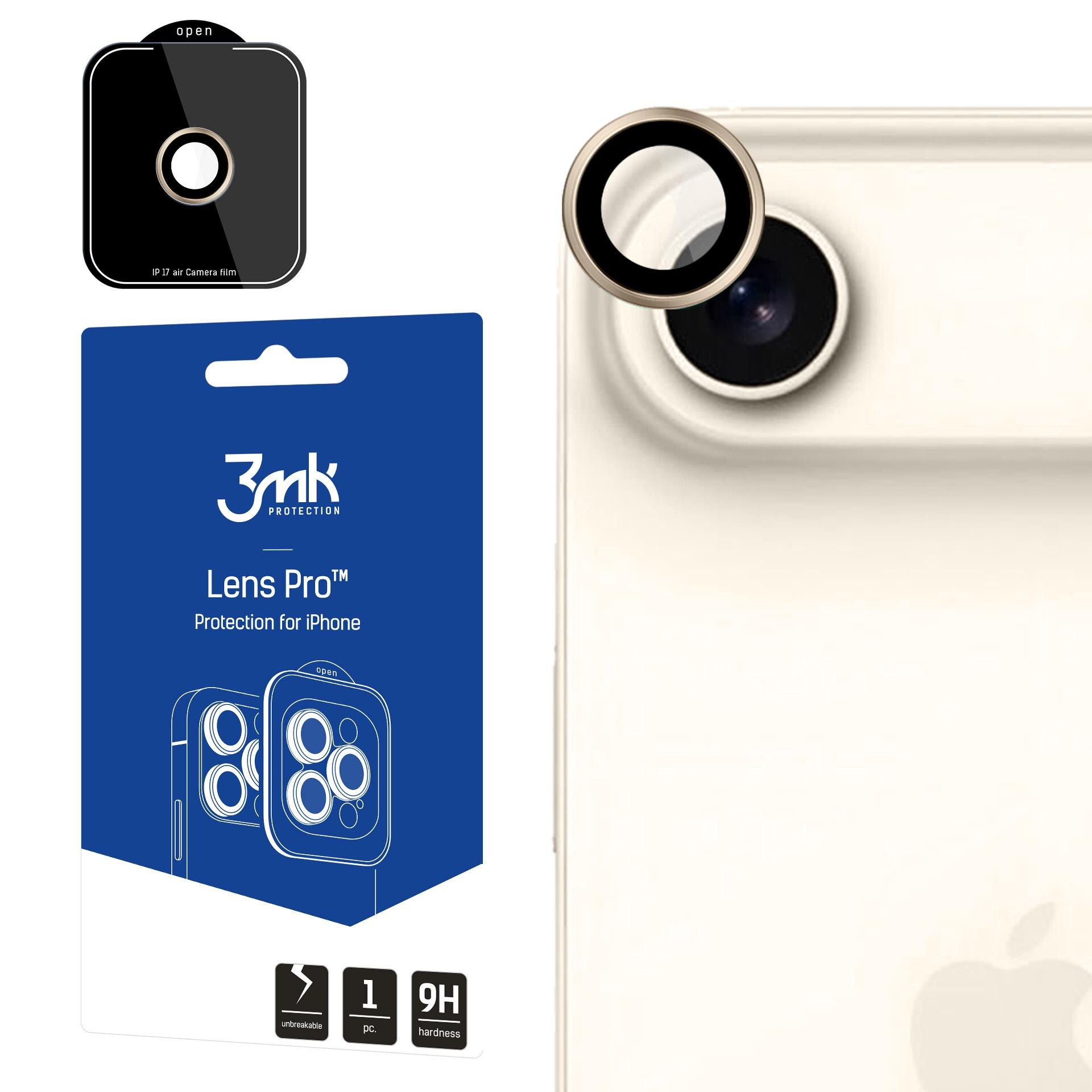 3mk Lens Protection Pro -karkaistu lasi iPhone 17 Airille – kultainen