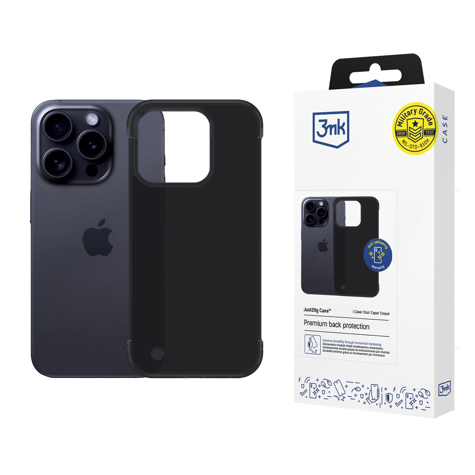3mk Just20g Matt -suojakuori iPhone 16 Pro:lle – mattamusta