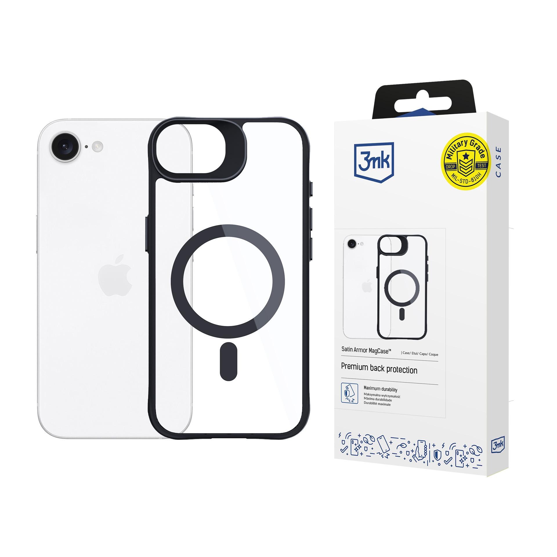 3mk Satin Armor MagCase -suojakotelo Apple iPhone 16e / SE 4 - Läpinäkyvä