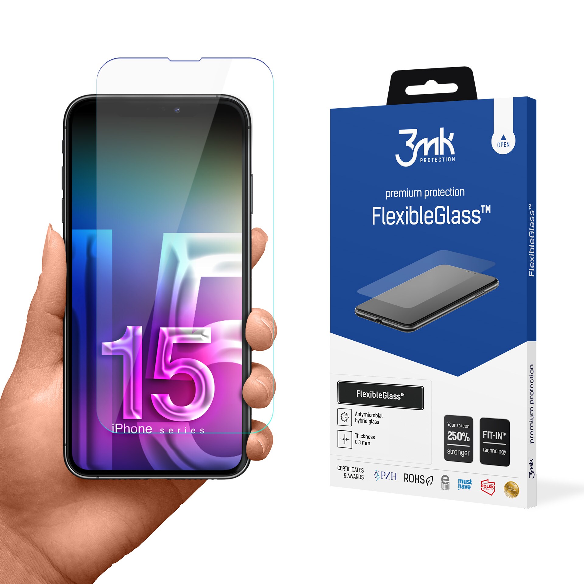 3mk FlexibleGlass v2.0 -hybridilasi Apple iPhone 15 Pro -mallille
