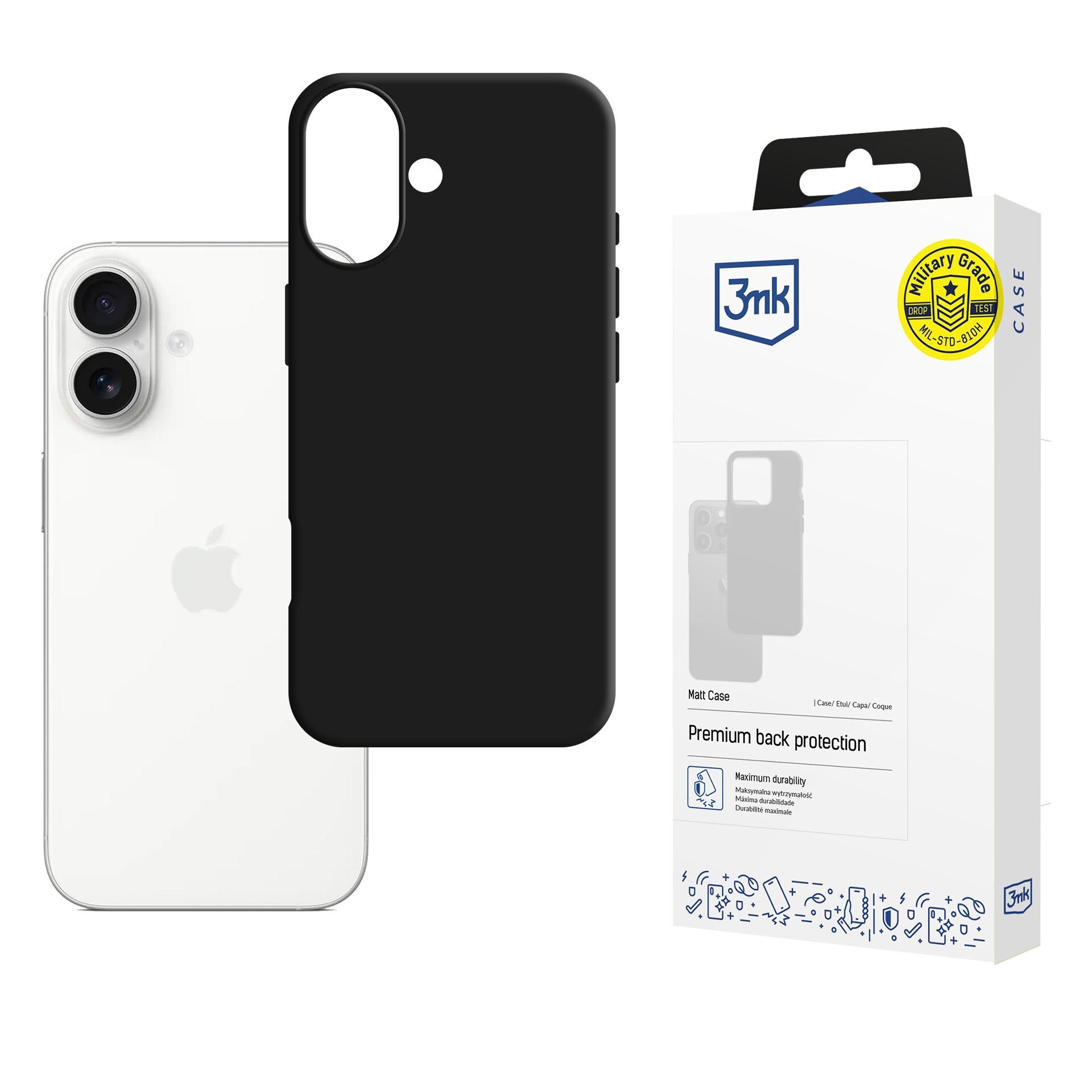 3mk Matt -suojakotelo Apple iPhone 17:lle – musta
