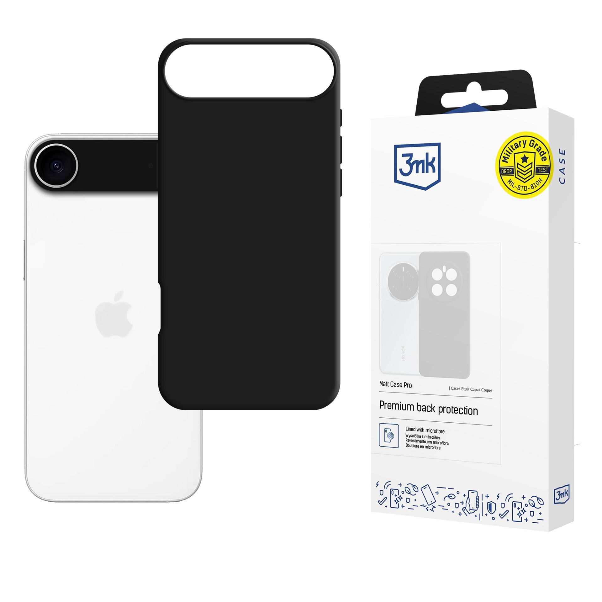 3mk Matt Case Pro -suojakuori Apple iPhone 17 Air -mallille – mattamusta