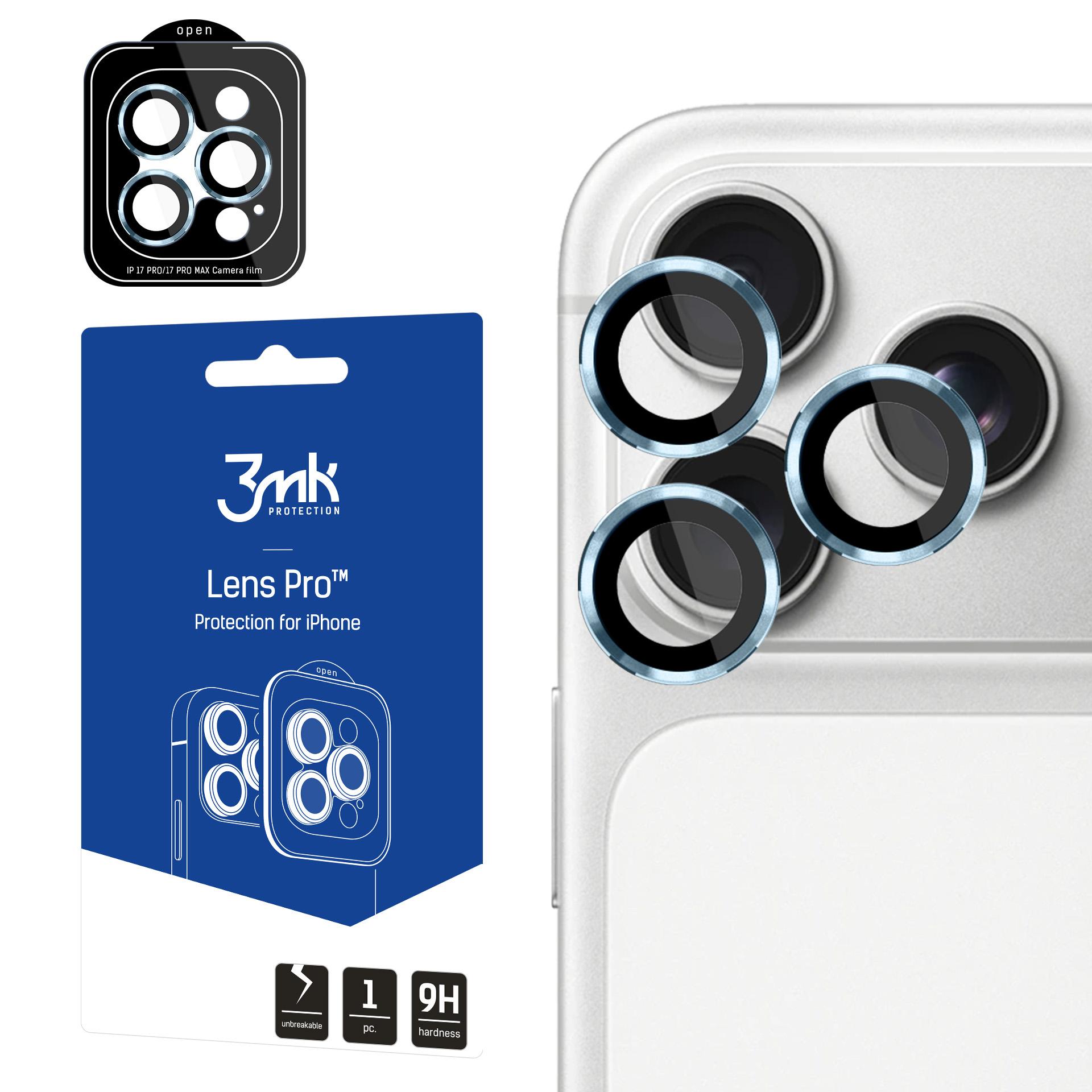 3mk Lens Protection Pro -karkaistu lasi iPhone 17 Pro / 17 Pro Max - vaaleansininen