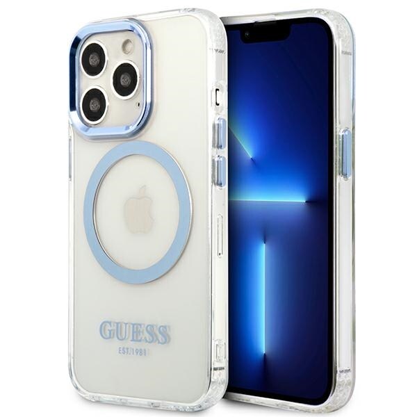 Guess Metal Outline MagSafe -kotelo iPhone 13 Pro:lle / iPhone 13 – Sininen