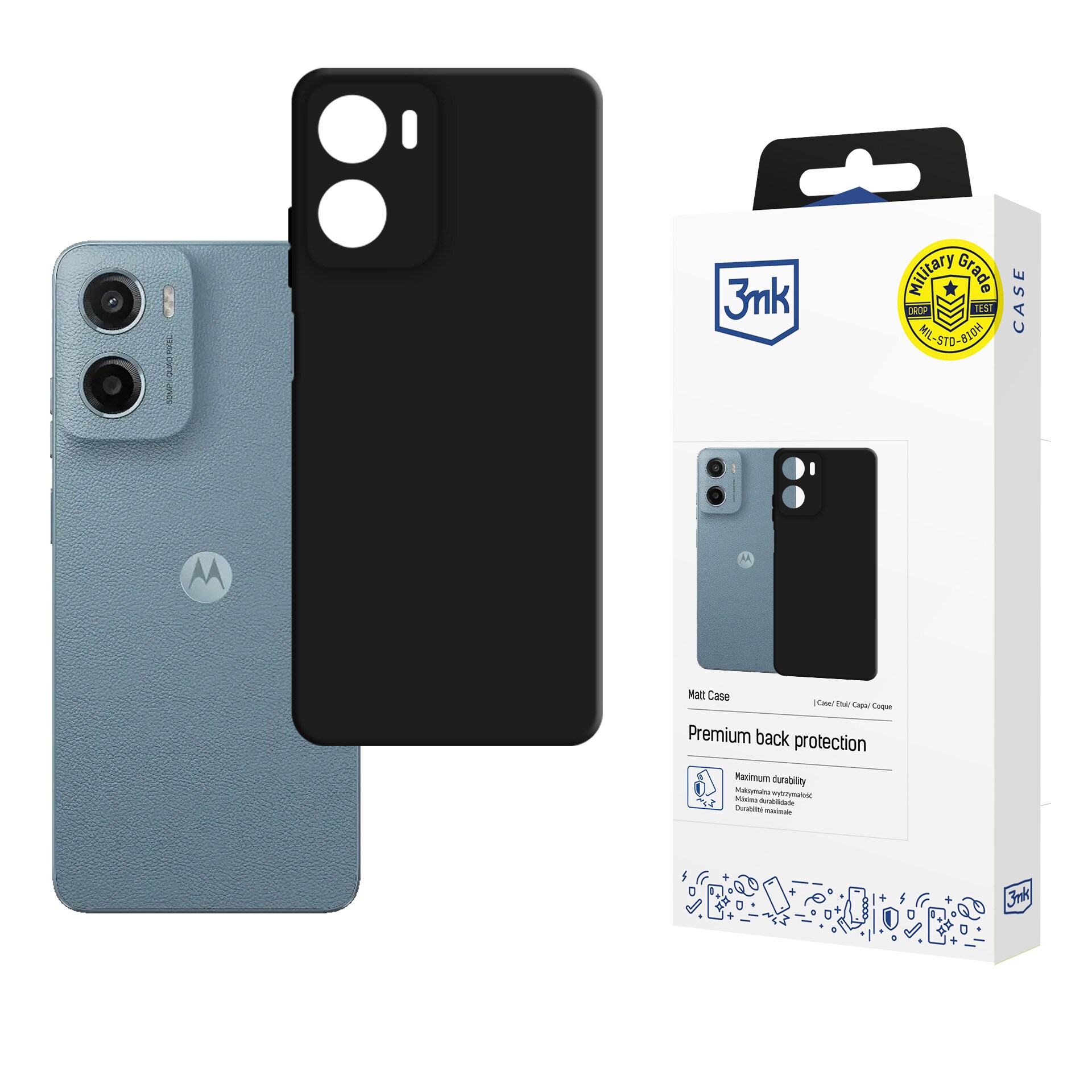 3mk Matt -suojakotelo Motorola Moto G05 / E15 G4 - matti musta