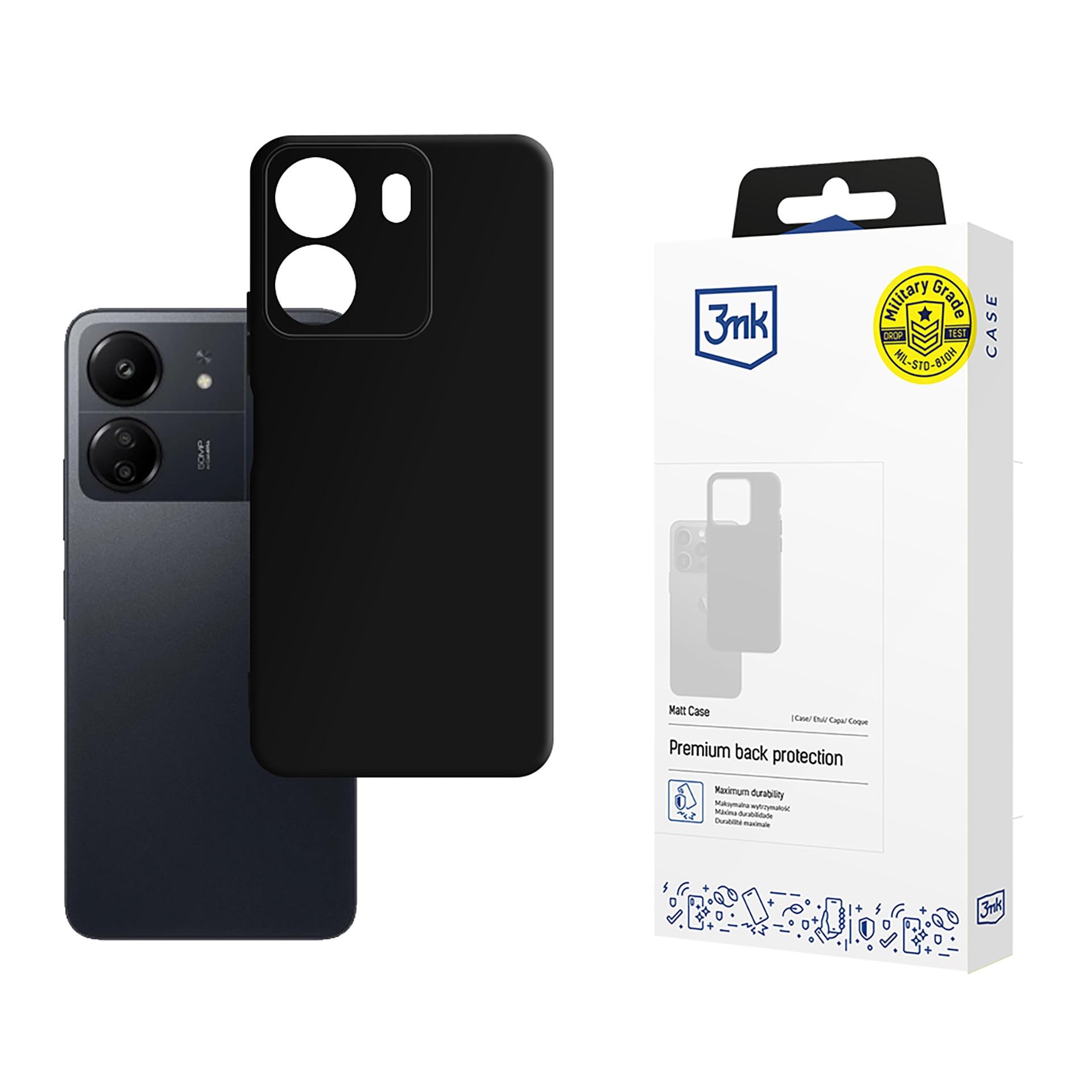 3mk Matt-suojakotelo Xiaomi Redmi 13C:lle / Poco C65:lle – musta
