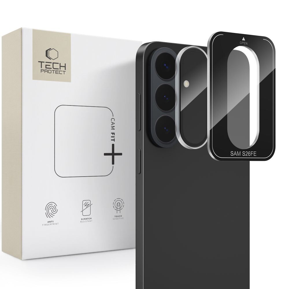 Tech-Protect Camring Fit+ -karkaistu lasinen kameranäytön suojakalvo Samsung Galaxy S26 FE:lle