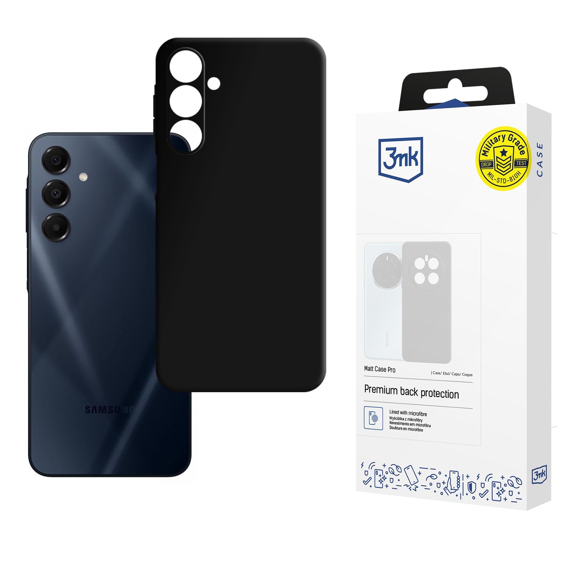 3mk Matt Case Pro -kotelo Samsung Galaxy A16:lle – musta