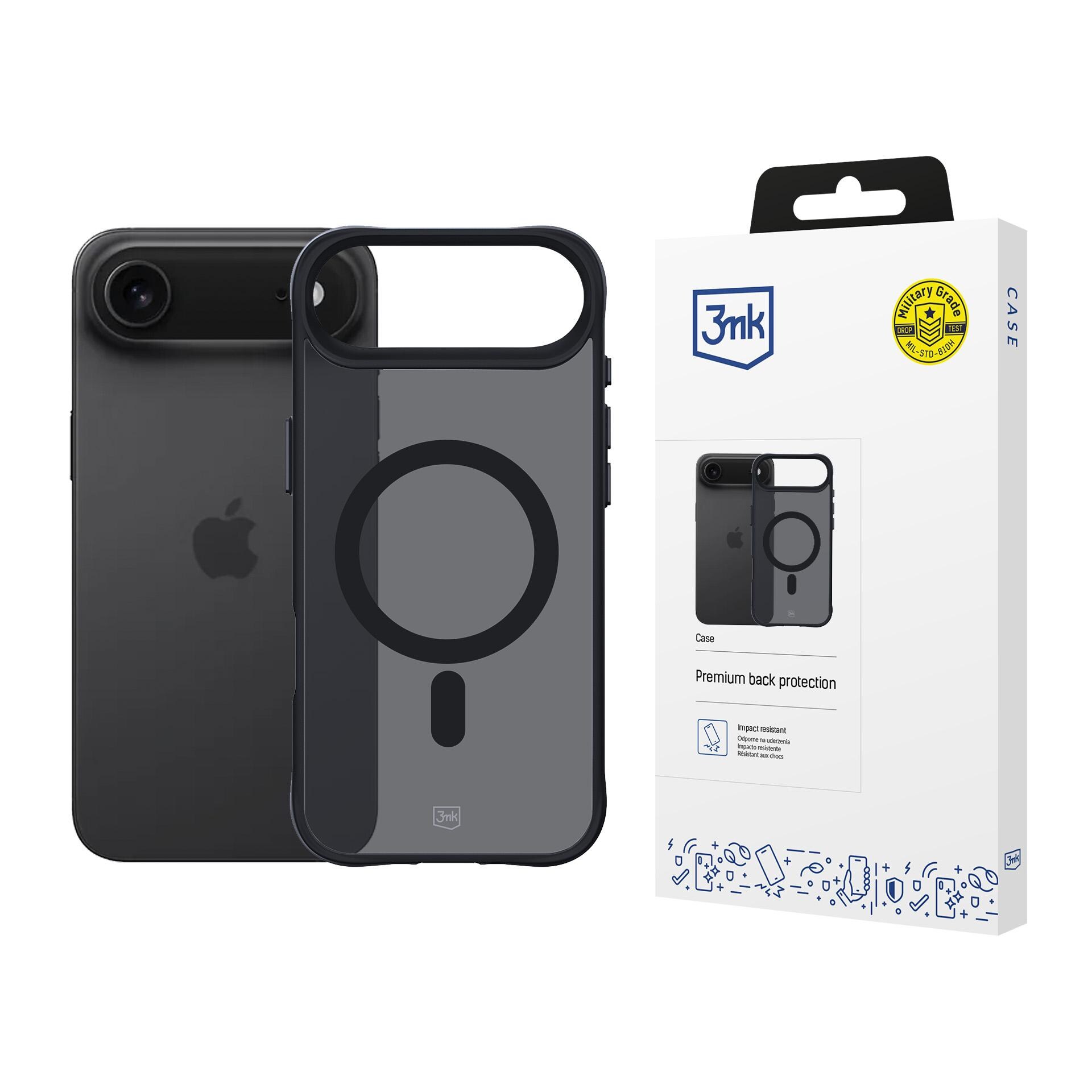 3mk Smoke MagCase iPhone 17 Airille – musta, puoliläpinäkyvä