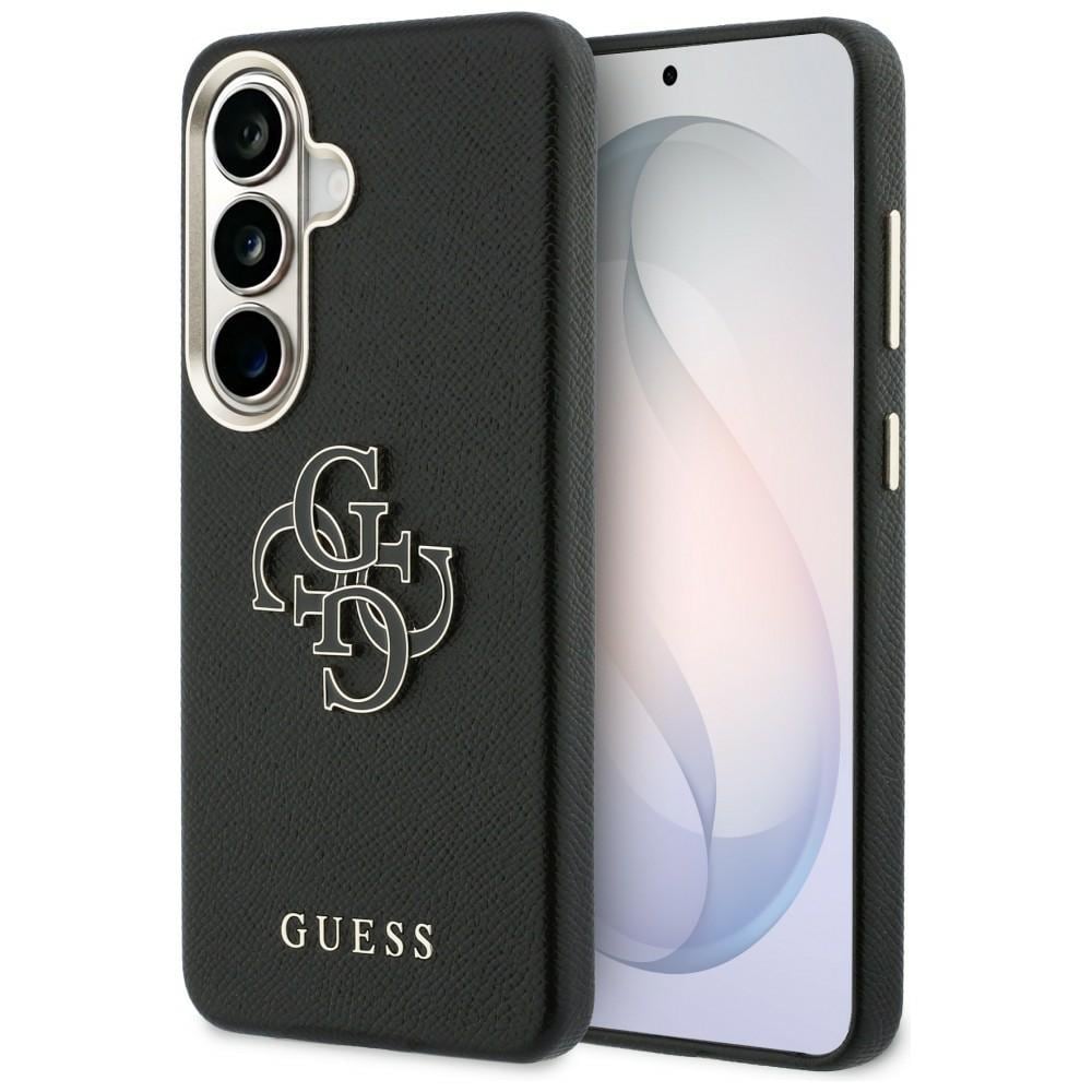Guess Grained Big 4G -metallilogokotelo Samsung Galaxy S26:lle – musta