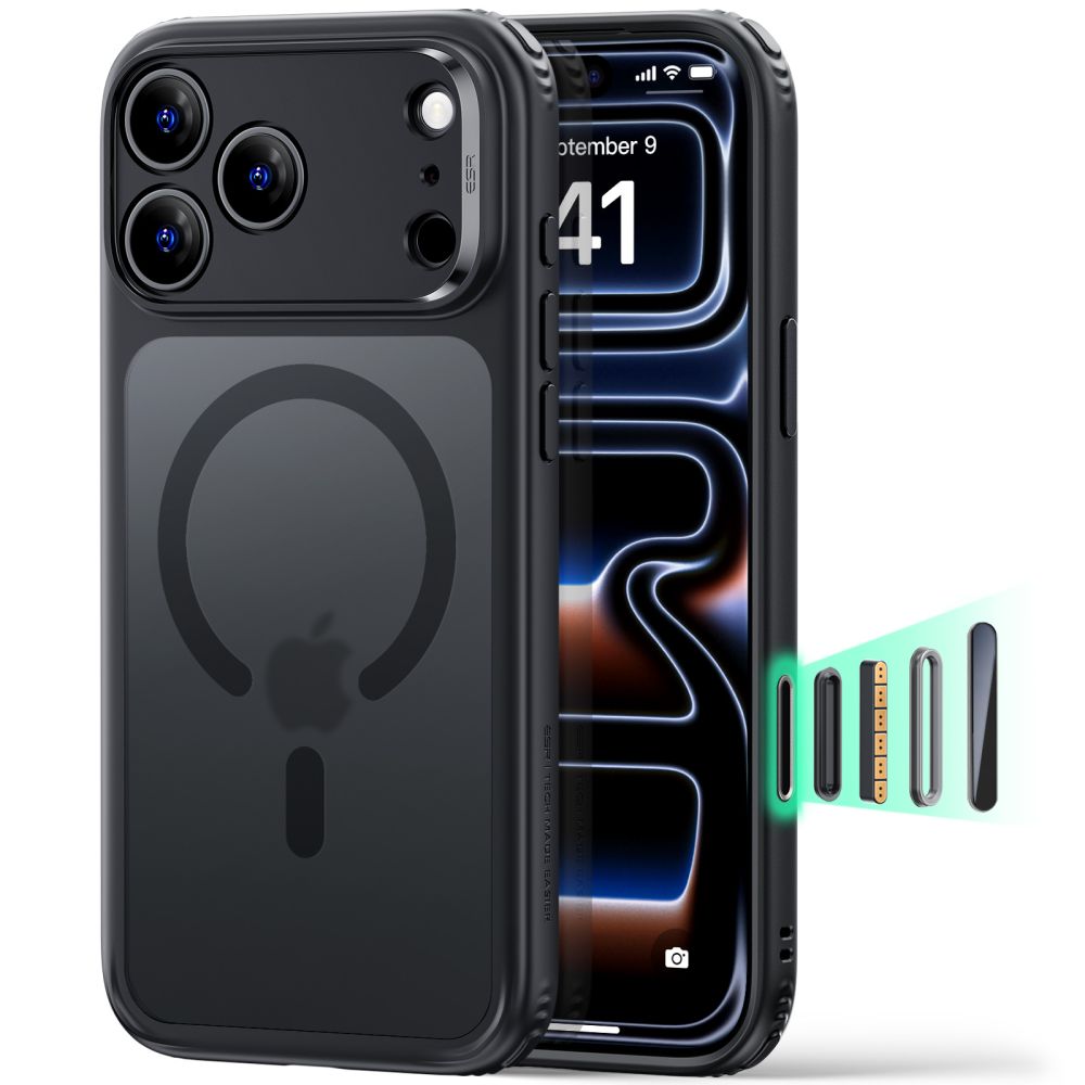 ESR Classic Hybrid MagSafe -suojakotelo iPhone 18 Pro / 17 Pro:lle – musta