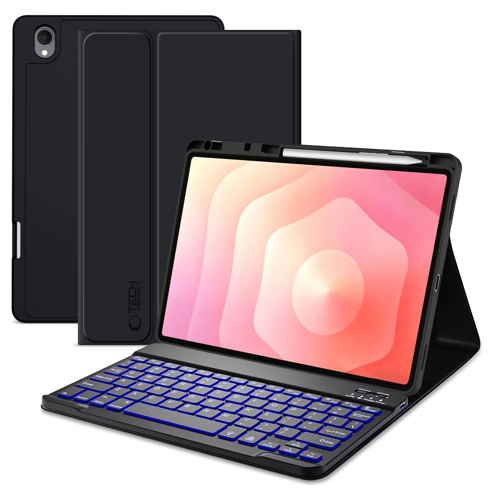 Tech-Protect SC kynäkotelo + Bluetooth-näppäimistö Samsung Galaxy Tab S12+ 12,4" X840/X846B Musta