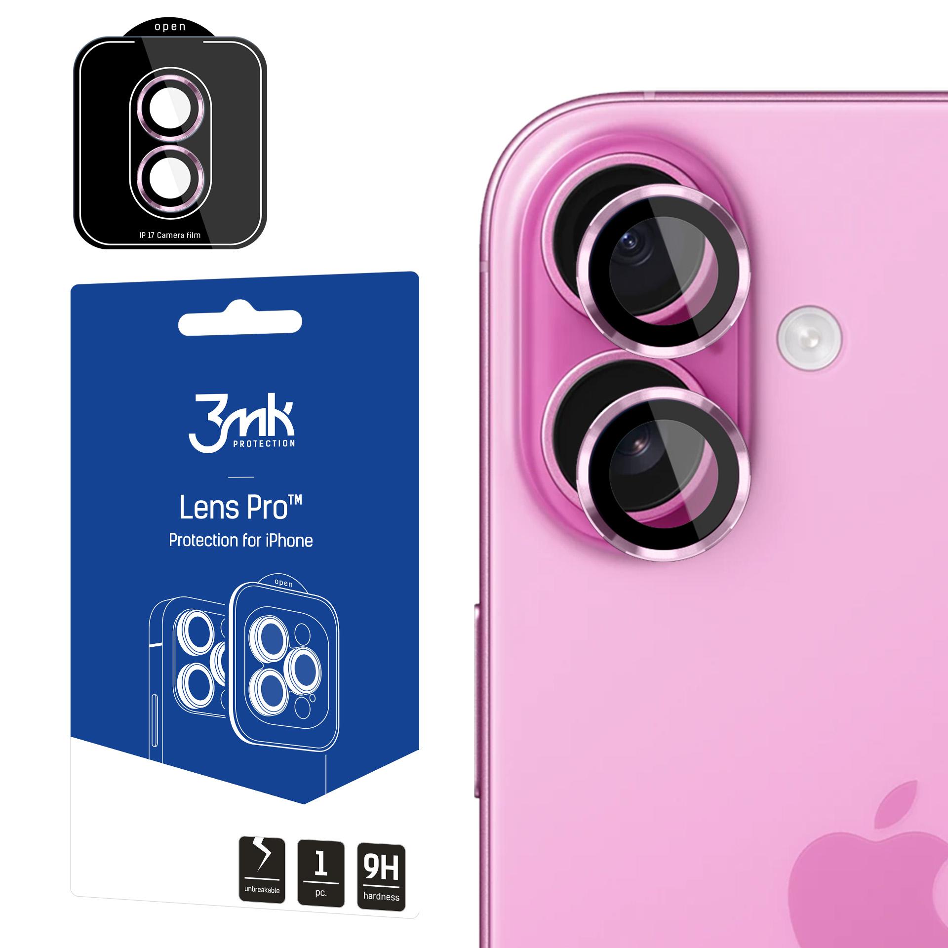 3mk Lens Protection Pro -karkaistu lasi iPhone 17:lle – violetti