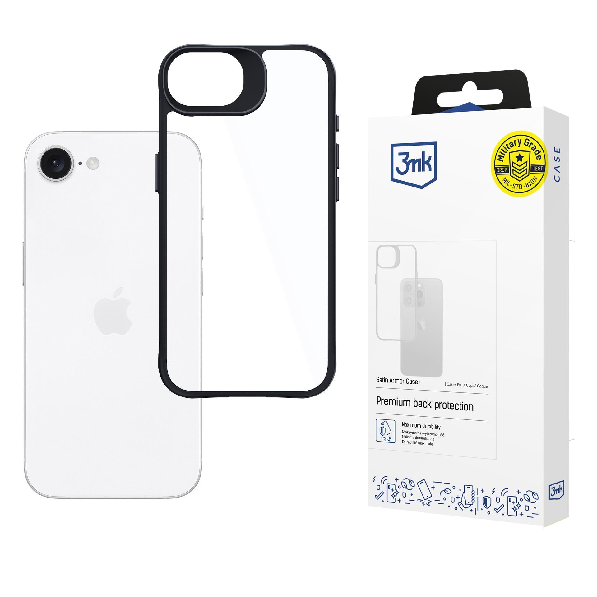 3mk Satin Armor Case+ Apple iPhone 16e / SE 4 - läpinäkyvä
