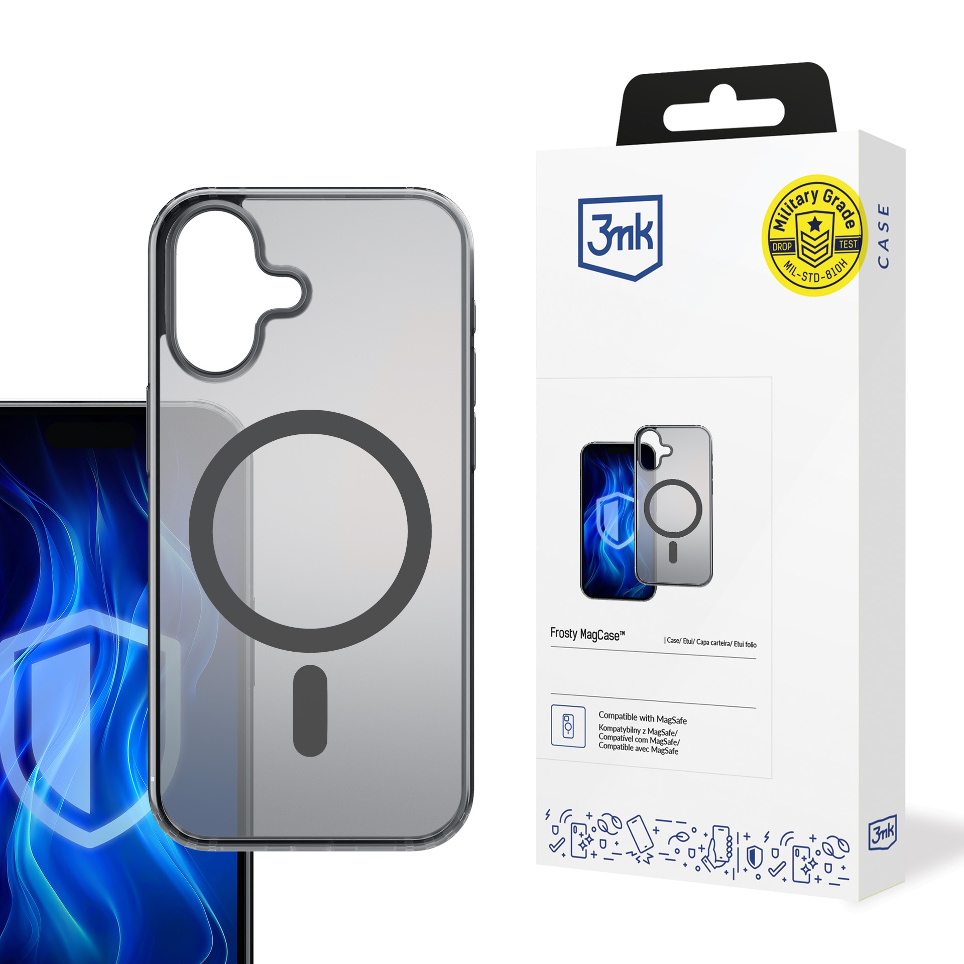 3mk Frosty MagCase iPhone 16:lle – musta
