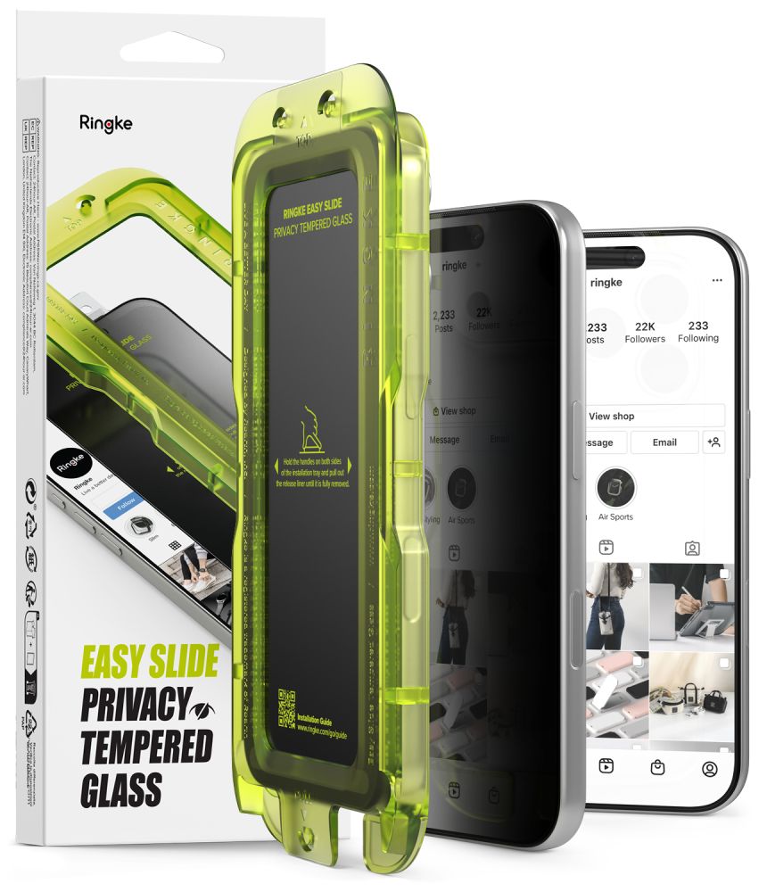 Ringke Easy Slide Privacy -pakkaus (2 kpl), karkaistu lasi iPhone 18 Pro Maxille
