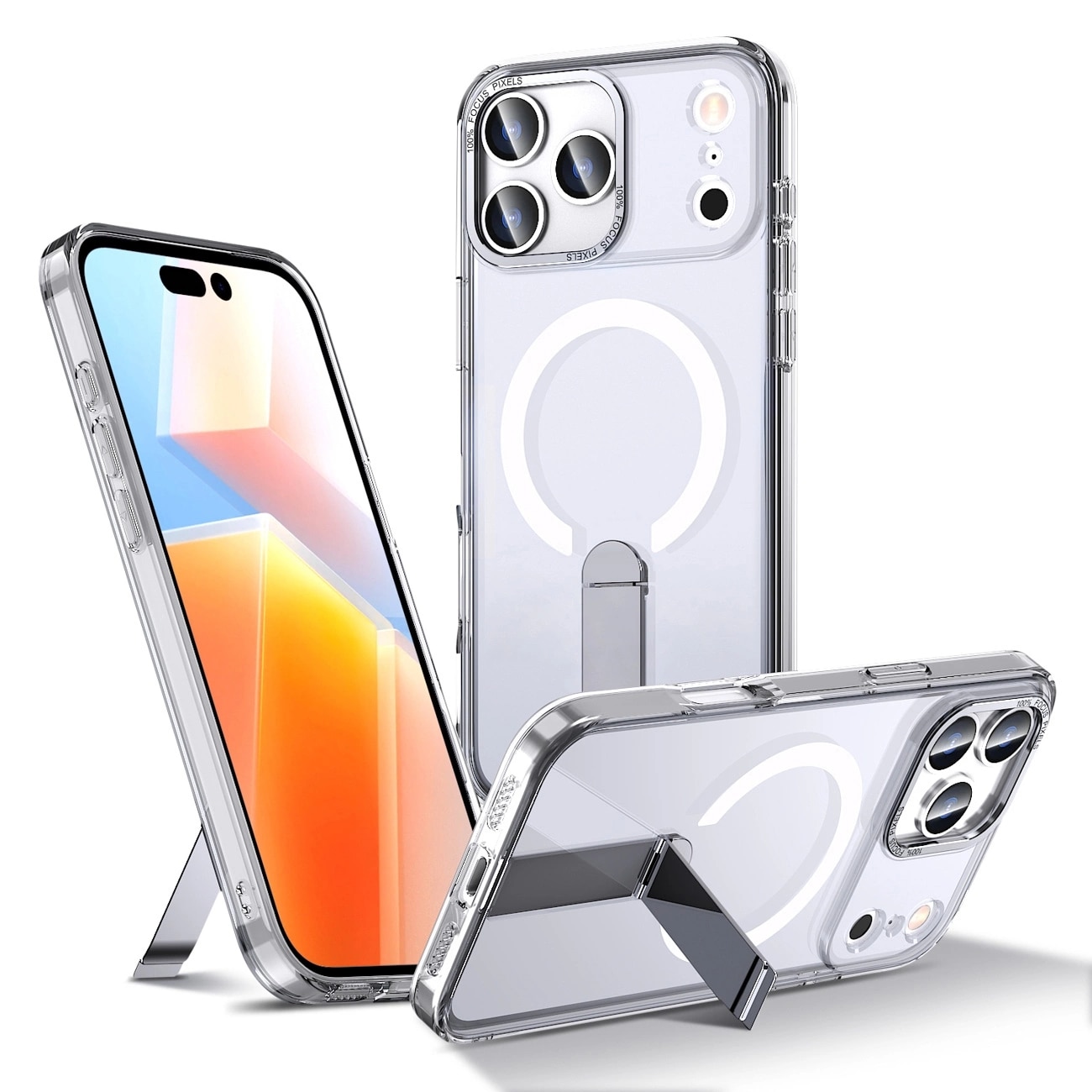 Hybrid Armor X -kotelo Samsung Galaxy S25 FE:lle, teline; MagSafe-yhteensopiva – läpinäkyvä