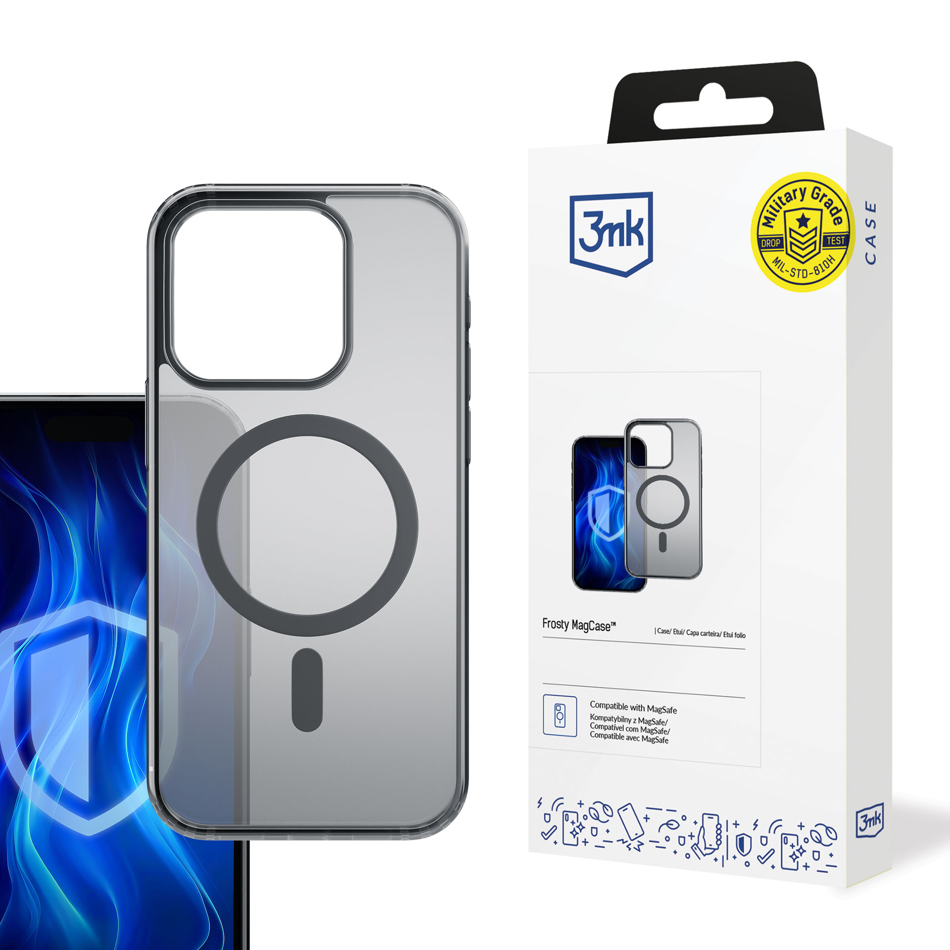 3mk Frosty MagCase Black iPhone 16 Pro:lle – musta