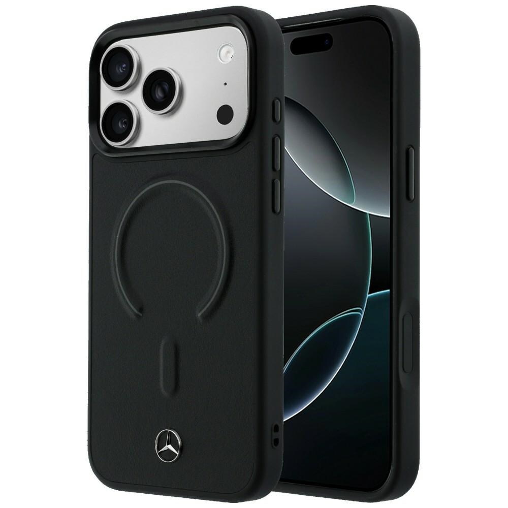 Mercedesin nahkainen 3D MagSafe -suojakotelo iPhone 17 Pro:lle – musta