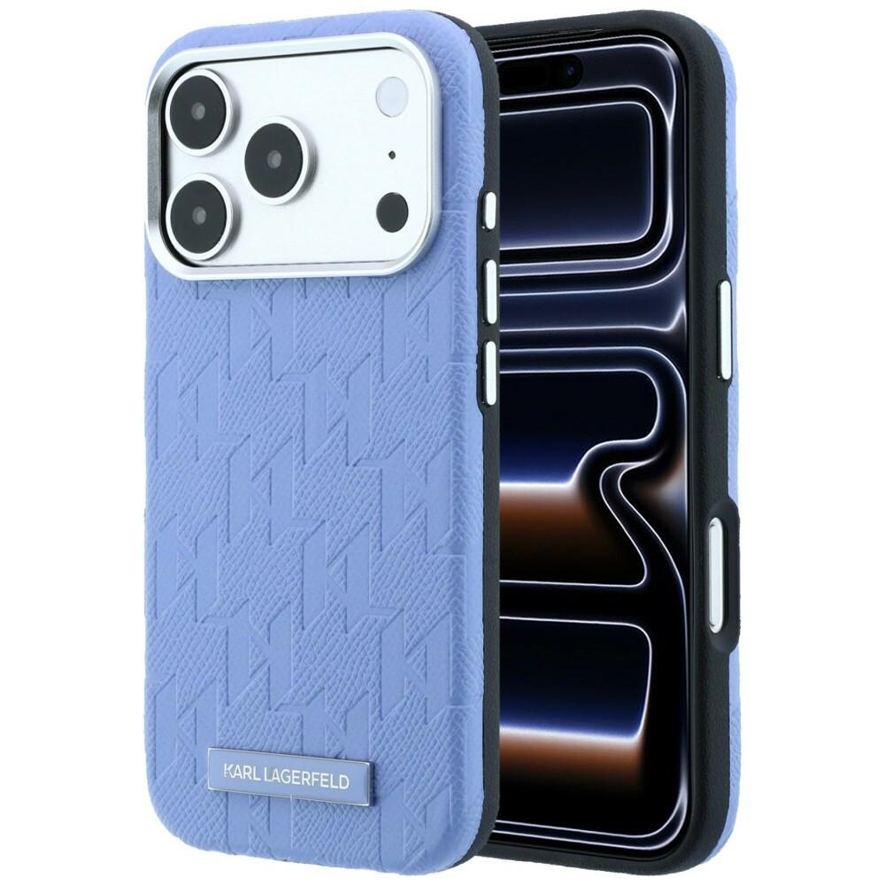 Karl Lagerfeld Grained Mono Resin Logo MagSafe -suojakotelo iPhone 17/18 Pro Max – vaaleansininen