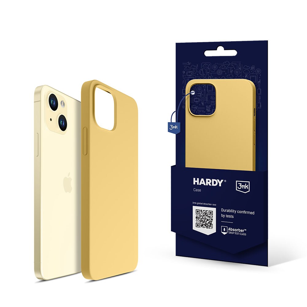 3mk Hardy Silicone MagCase -suojakotelo iPhone 15 Plus -mallille – keltainen