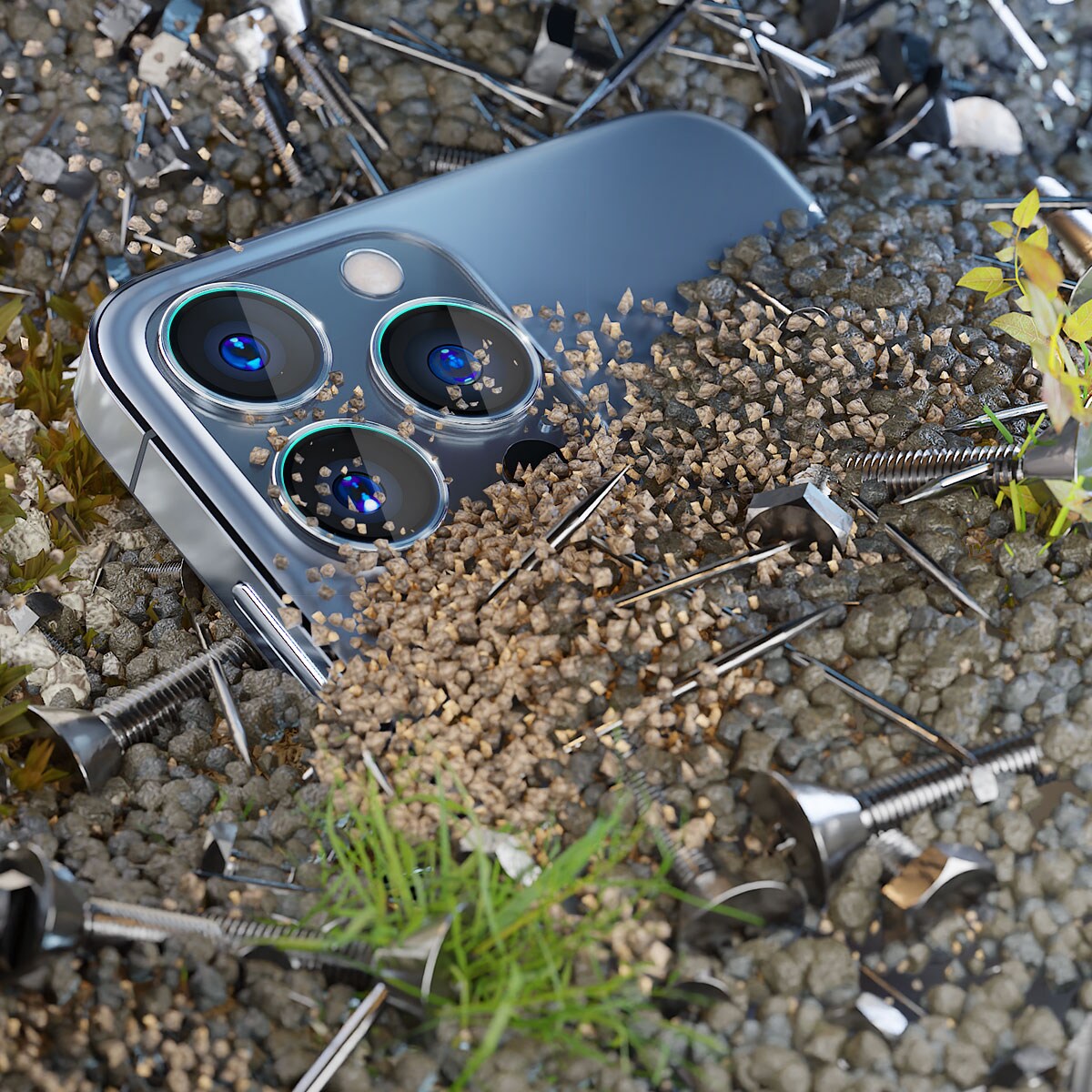 3mk Lens Protection Pro -kameransuojus – sinisellä kehyksellä, iPhone 15 Pro:lle