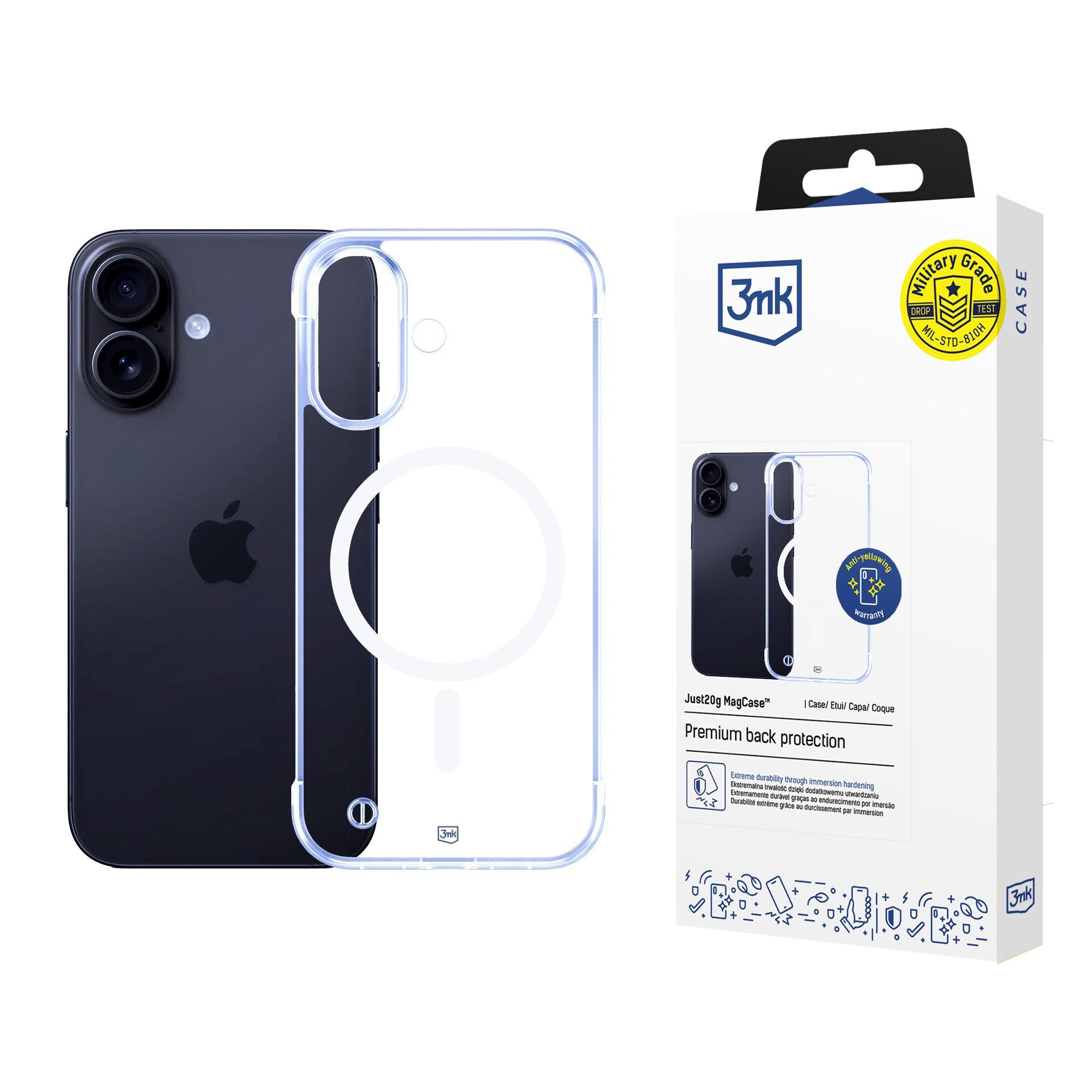 3mk Just20g MagCase iPhone 16 Plus -malliin – läpinäkyvä