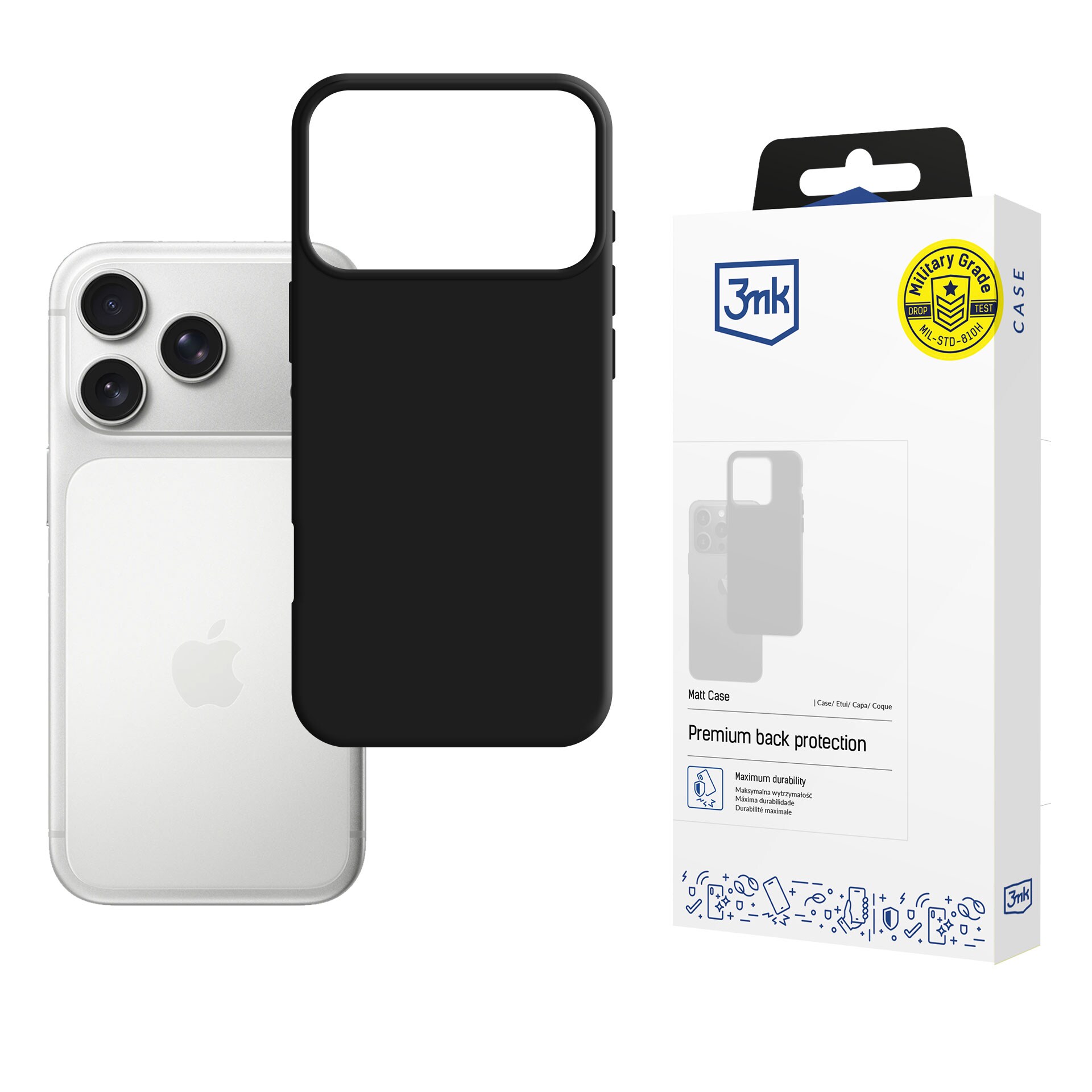 3mk Matt -kotelo Apple iPhone 17 Pro:lle – musta