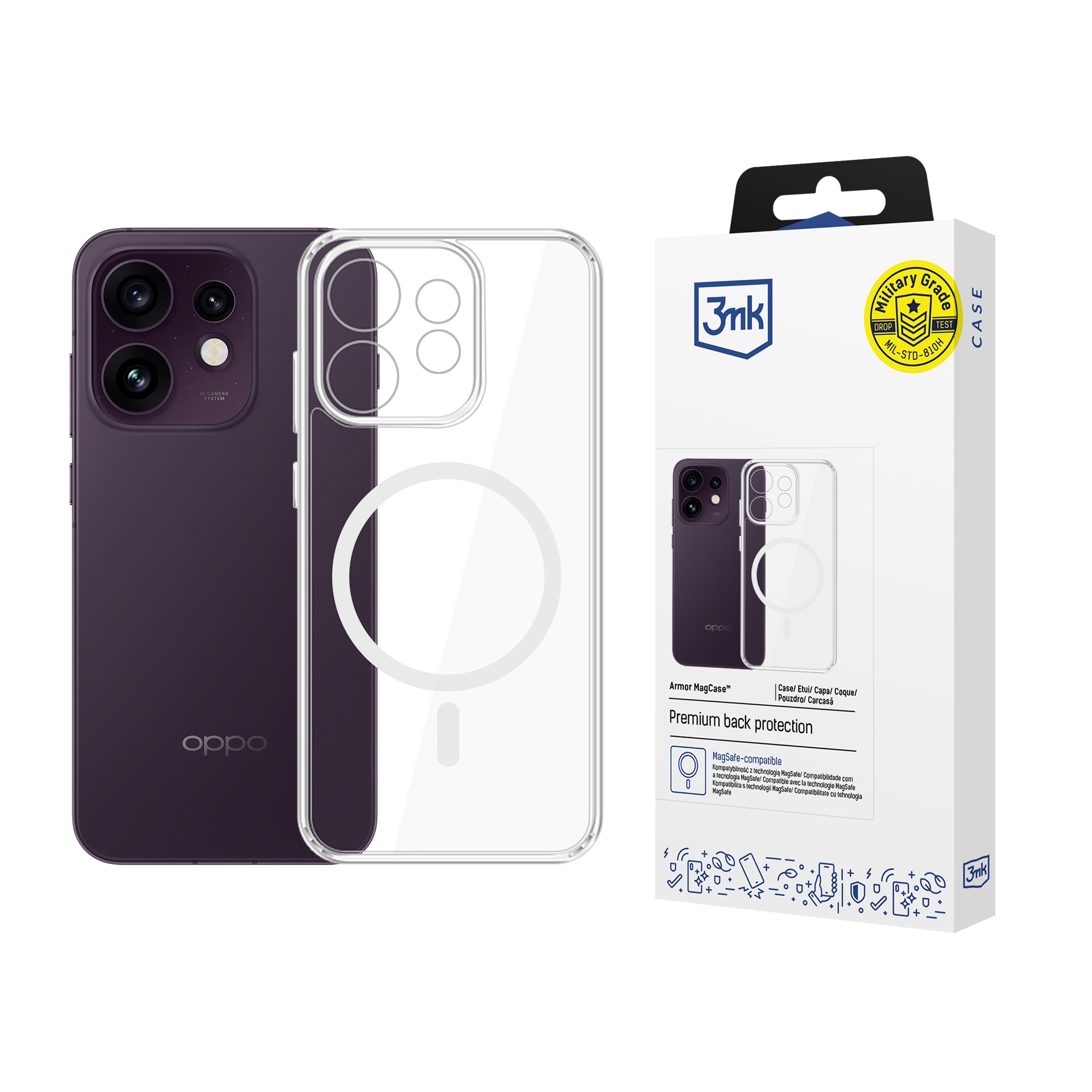 3mk Armor Magcase -suojakotelo Oppo Reno 16 F / Reno 16 FS -mallille (CPH2859) – läpinäkyvä