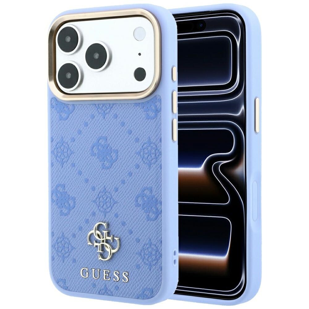 Guess Peony 4G -kotelo pienellä logolla, MagSafe-yhteensopiva iPhone 18/17 Pro Max - vaaleansininen