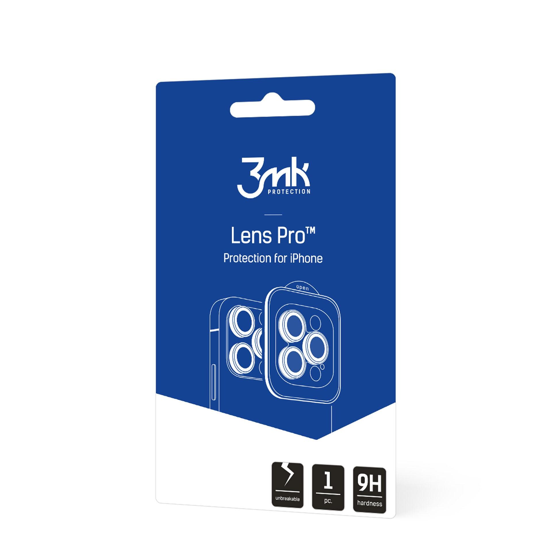 3mk Lens Protection Pro -kameransuojus sinisellä kehyksellä iPhone 15:lle