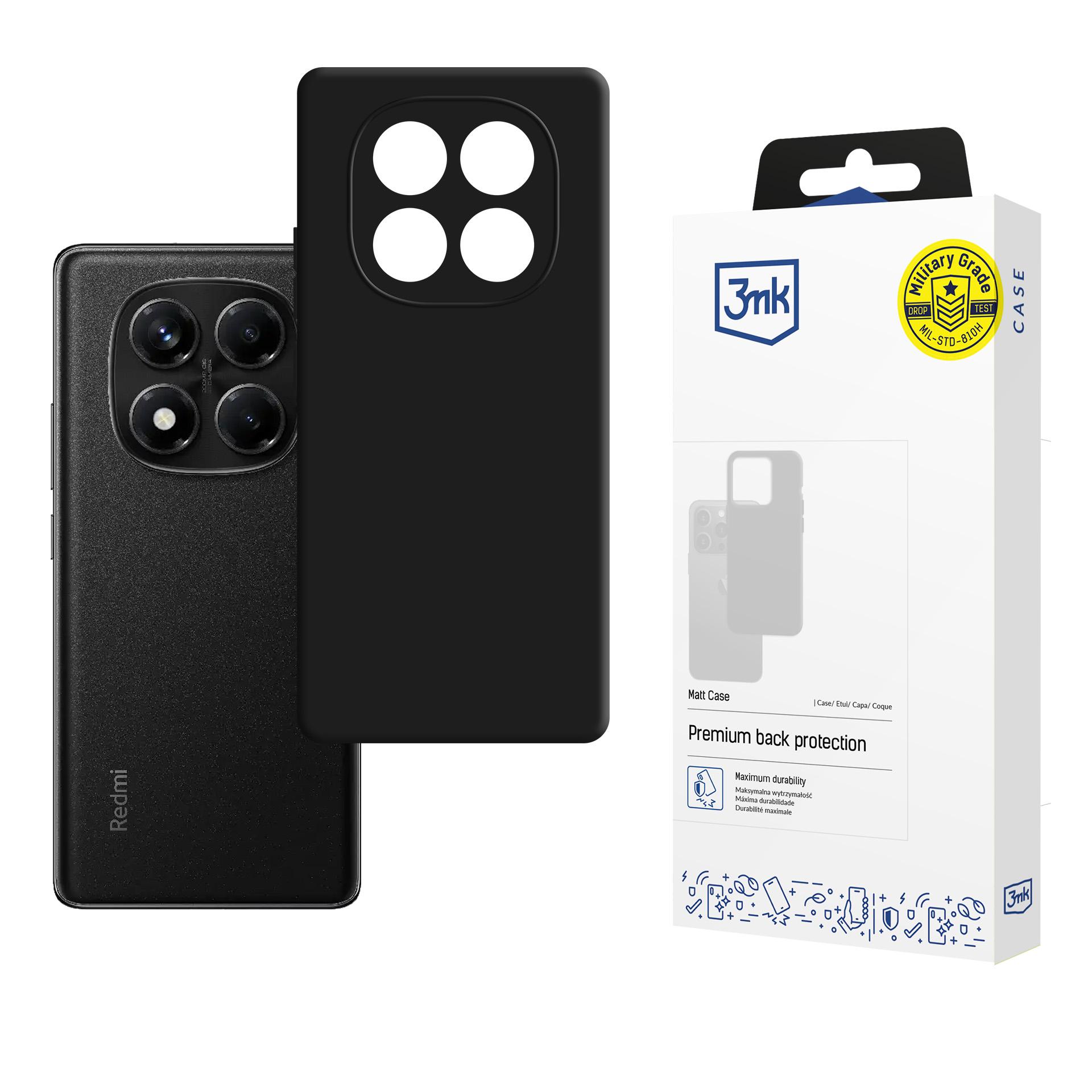 3mk Matt -suojakotelo Xiaomi Redmi Note 14 Pro 4G:lle – mattamusta