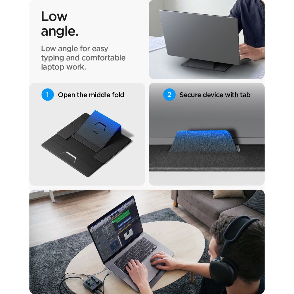 Spigen SlimFold LD201-S8 -kannettavan tietokoneen teline – harmaa