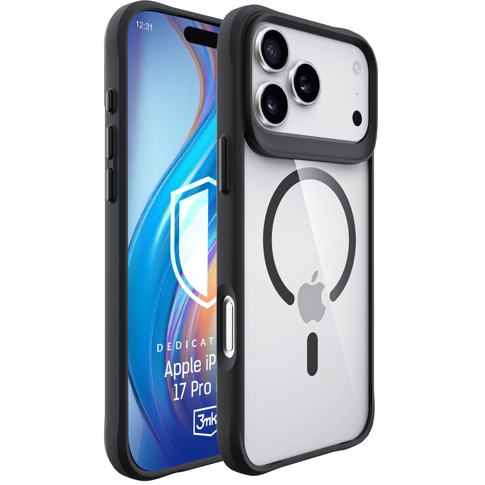 3mk Satin Armor MagCase -suojakotelo iPhone 17 Pro Maxille – läpinäkyvä musta