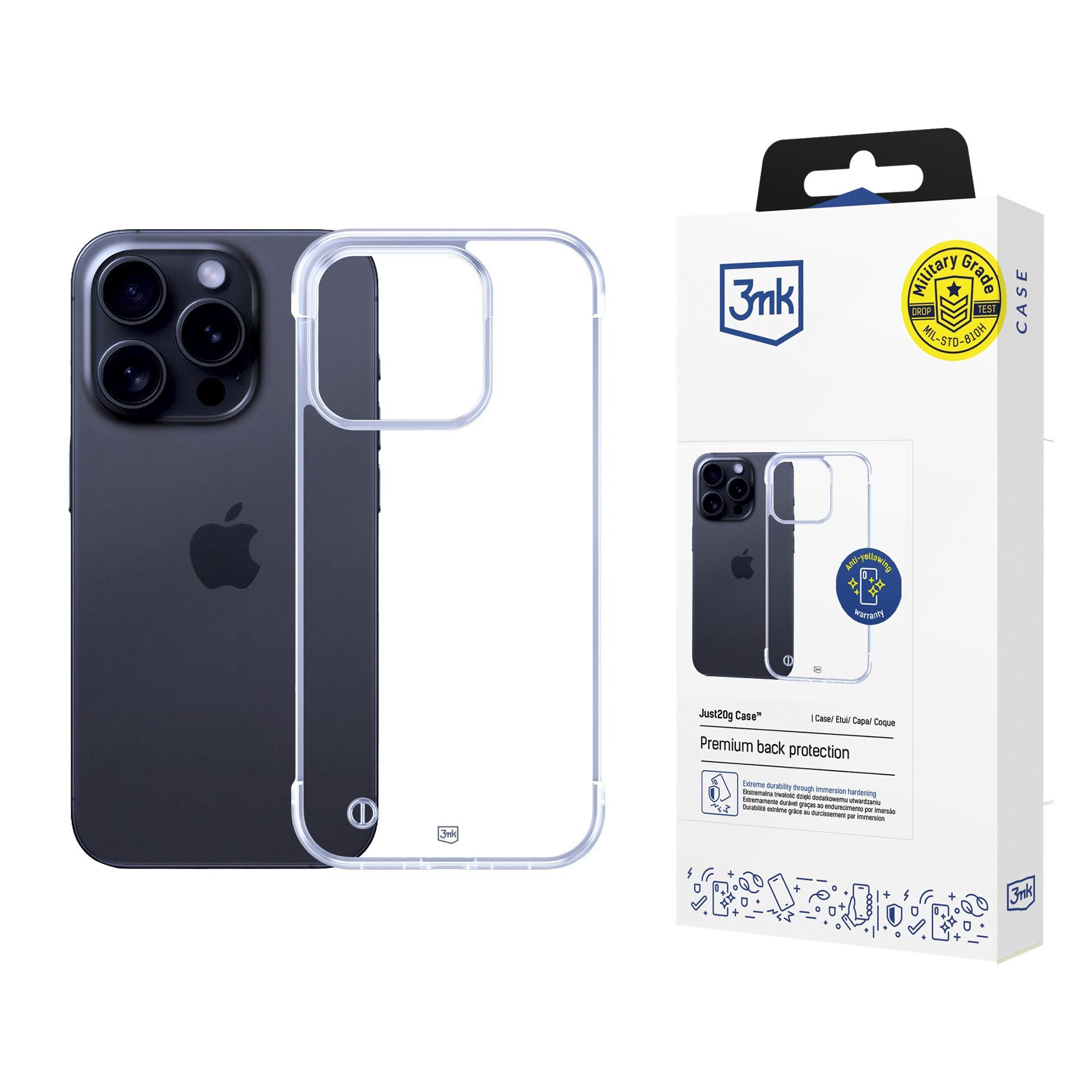 3mk Just20g -suojakotelo Apple iPhone 15 Pro:lle – läpinäkyvä