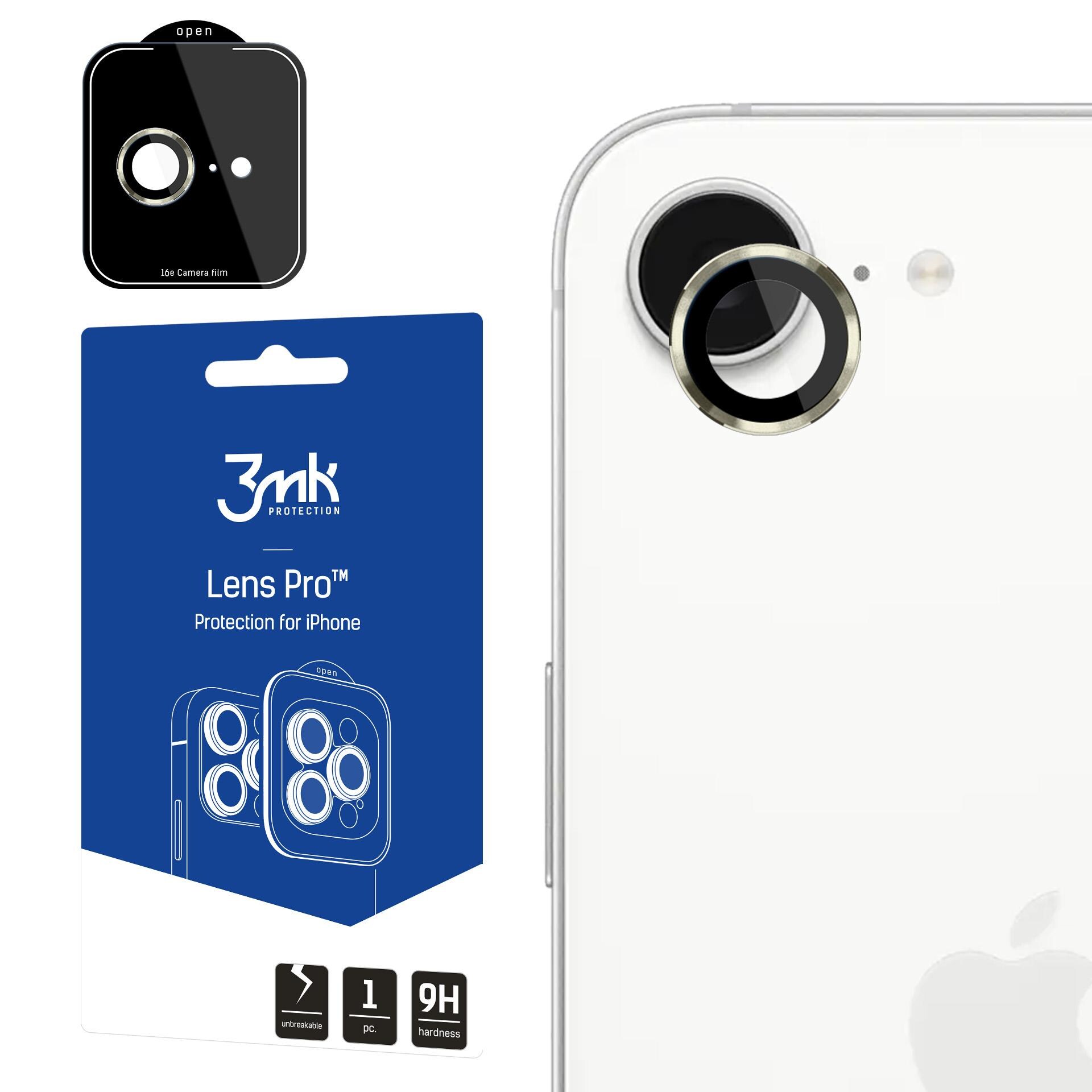 3mk Lens Protection Pro -karkaistu lasi iPhone 16e:lle – kultainen